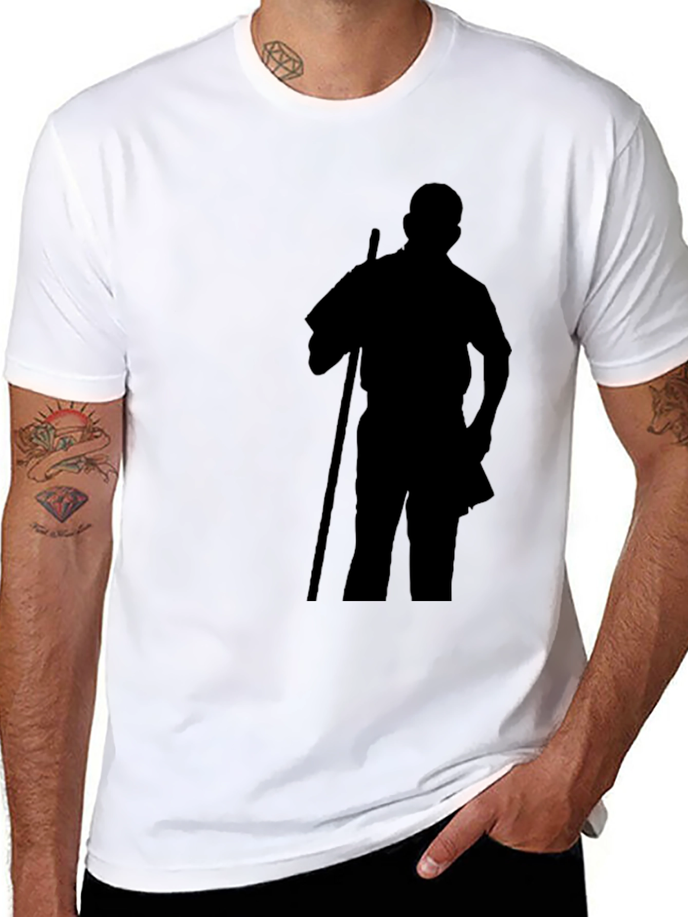 Black Silhouette Graphic Tee - Casual Black T-Shirt view 8