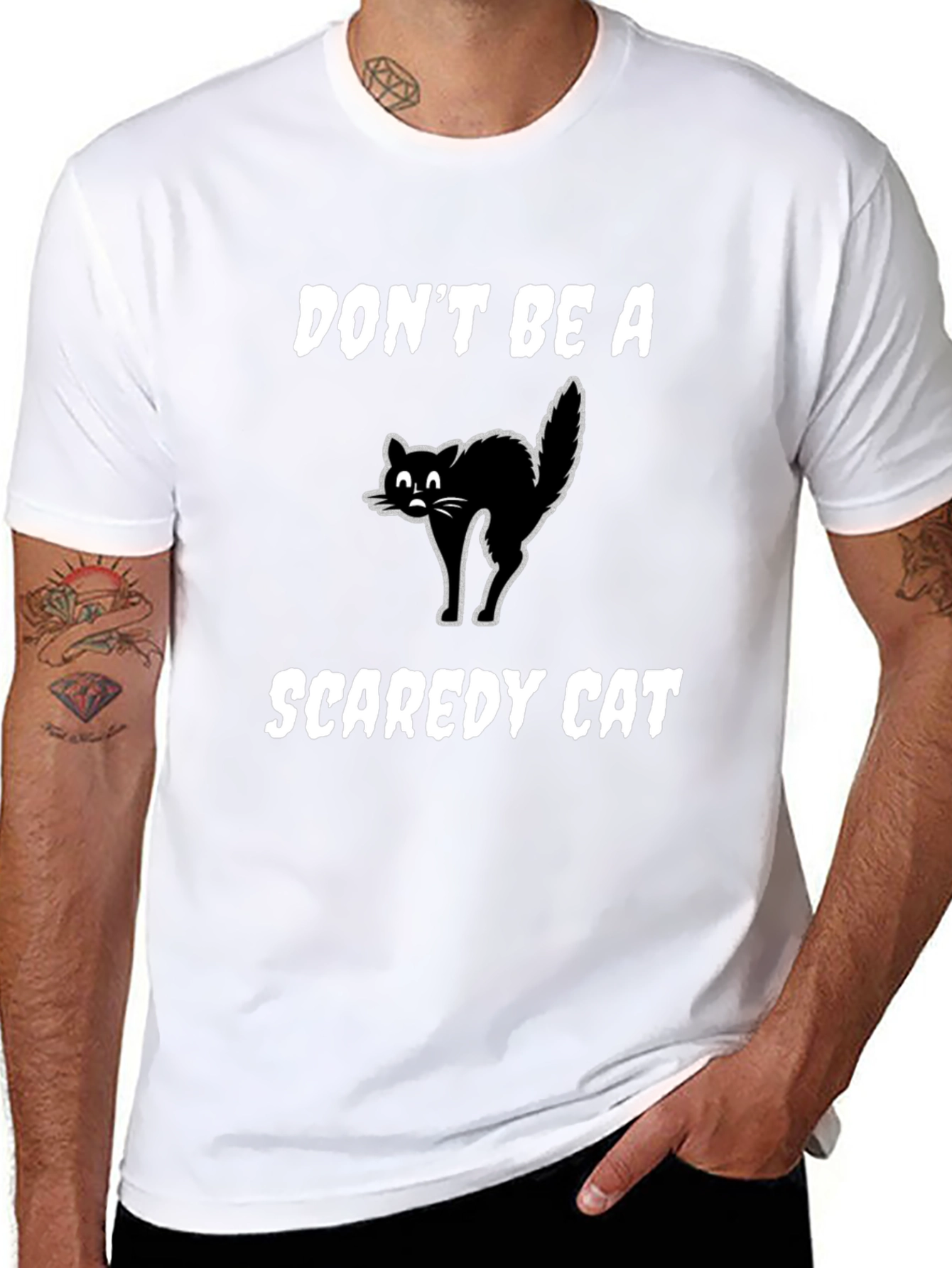Black Don't Be A Scaredy Cat T-Shirt view 8