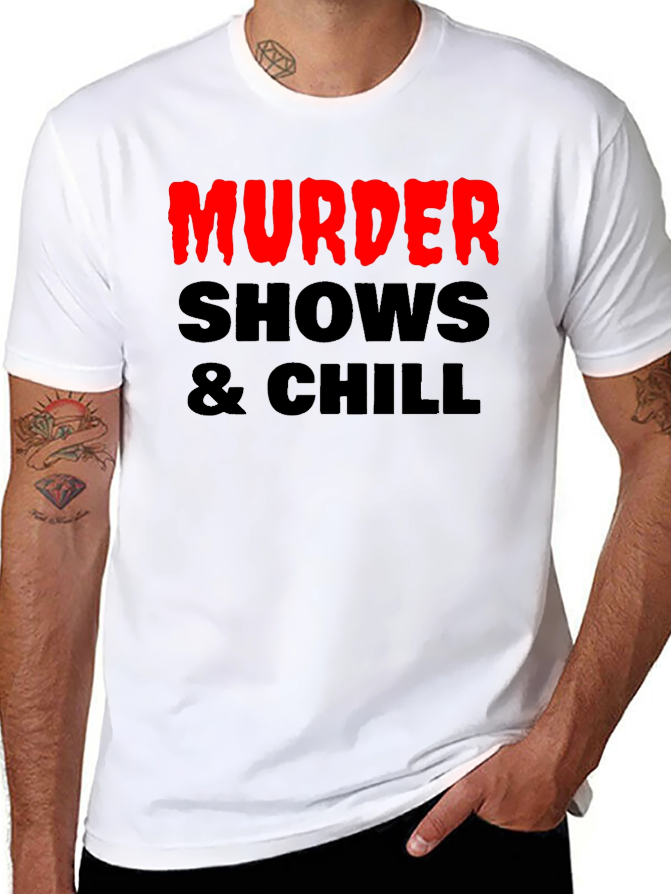 Black Murder Shows & Chill Graphic Tee view 8