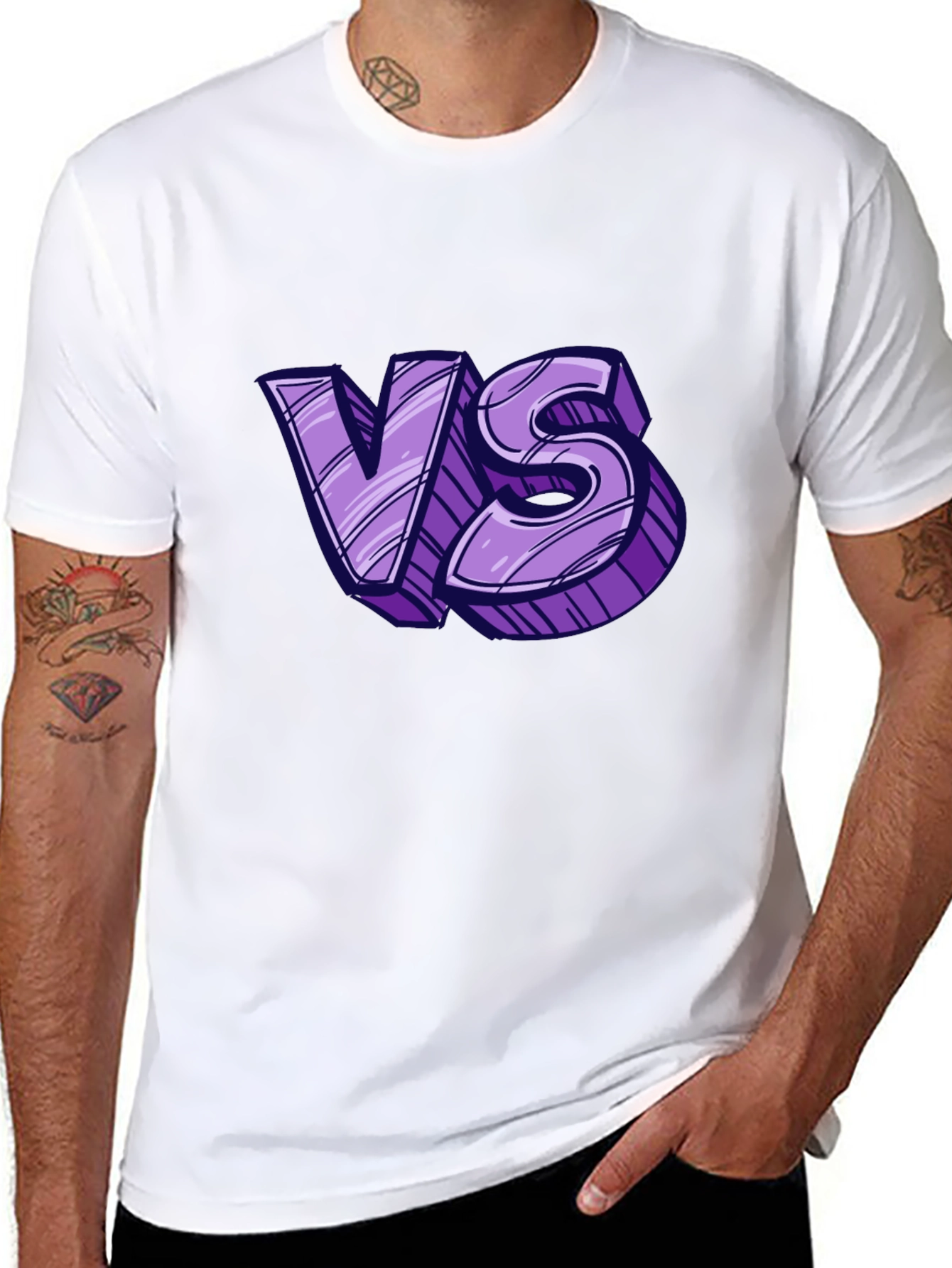 Black Versus Graphic Tee - Black Cotton T-Shirt view 8