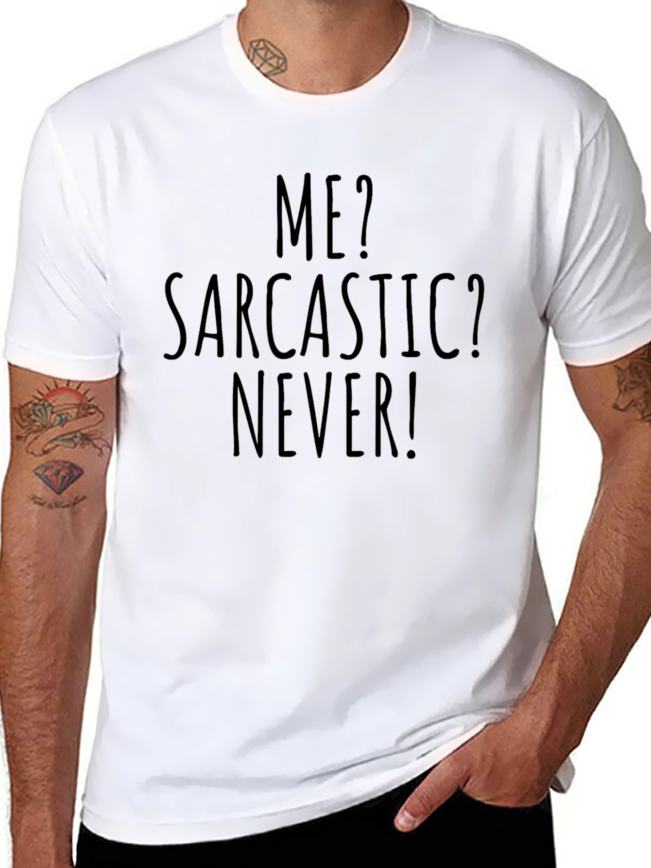 Black Sarcastic Never Men's T-Shirt view 8