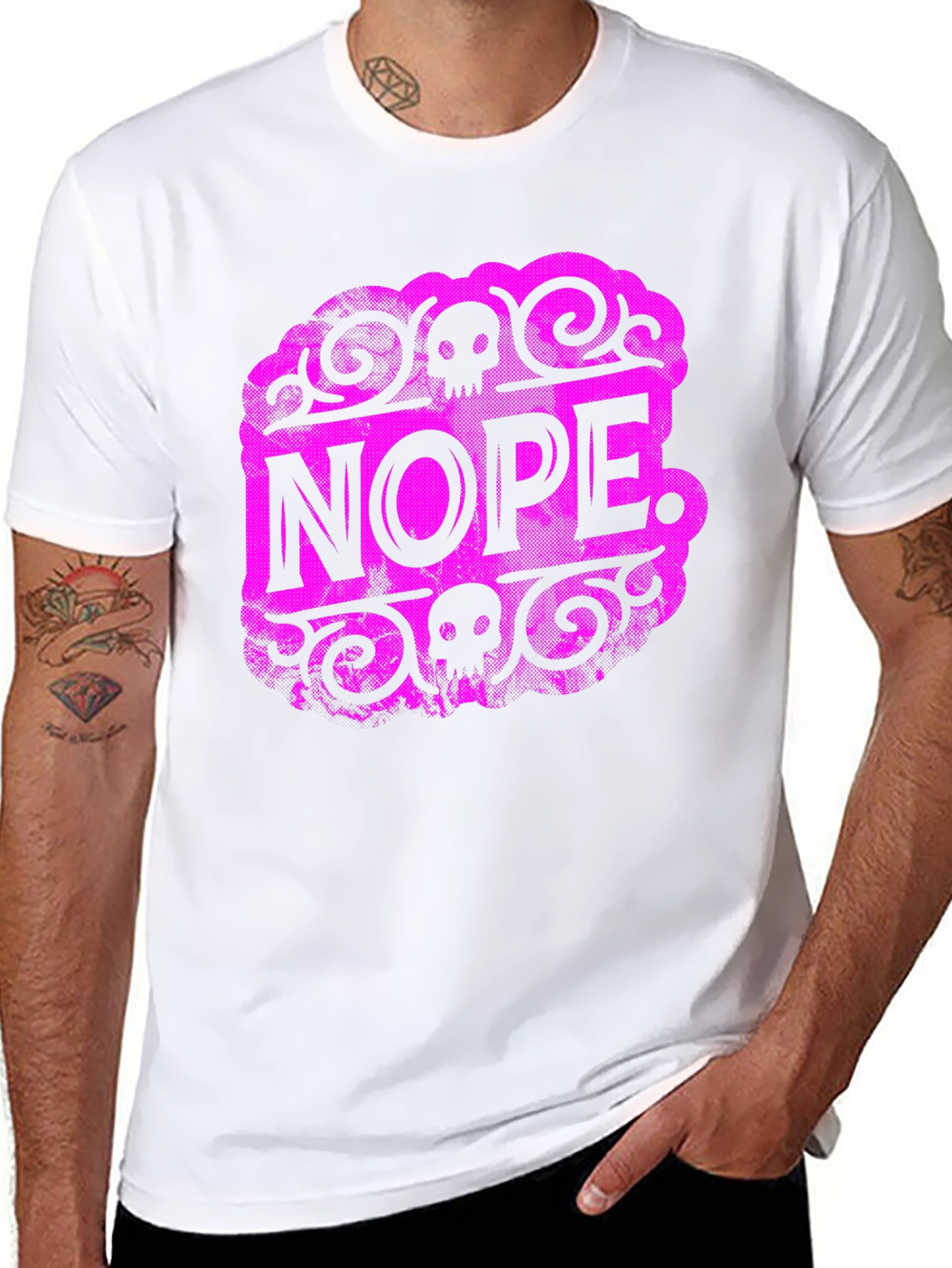 Black Nope Skull Graphic T-Shirt - Black view 8