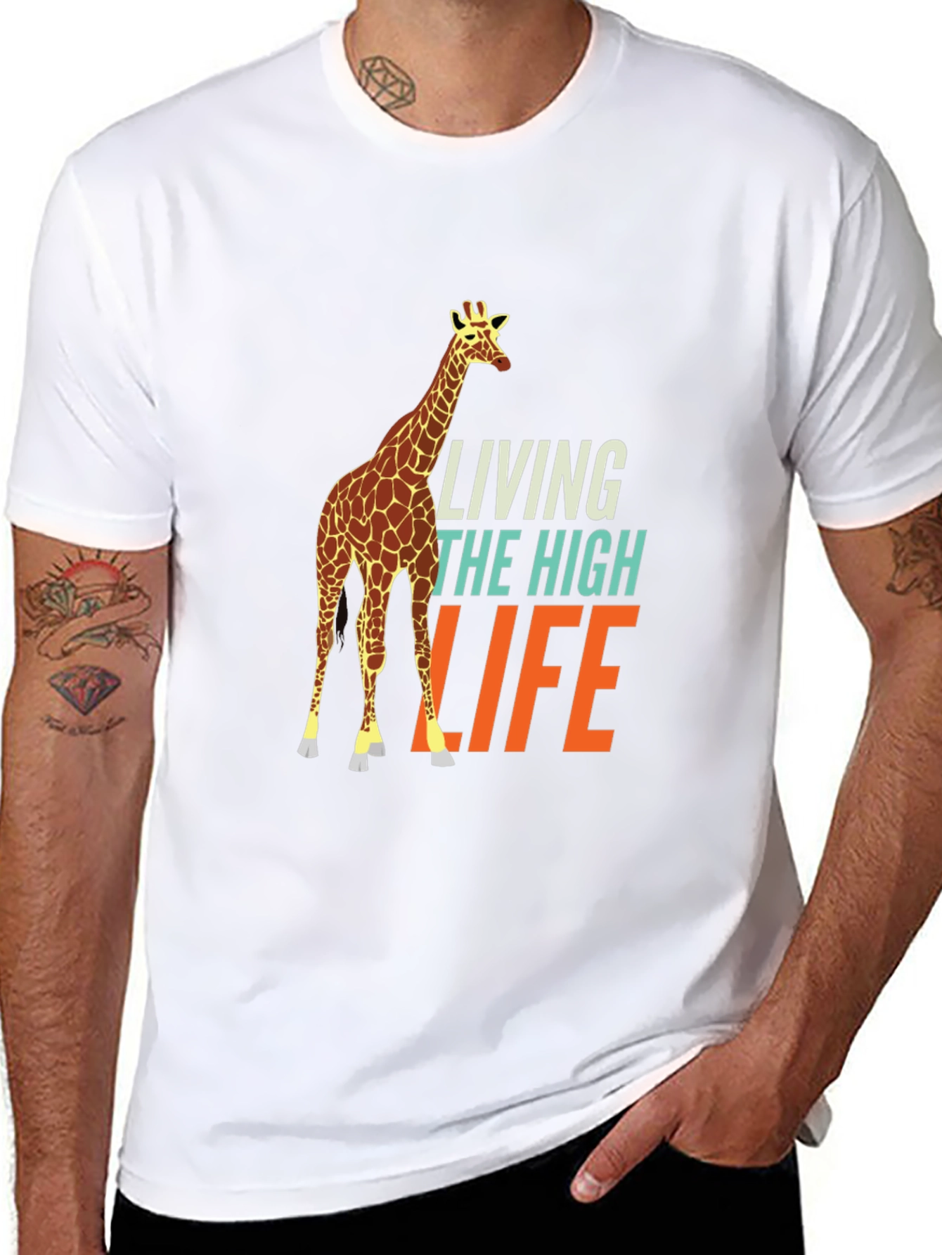 Black Living the High Life Giraffe Graphic Tee view 8