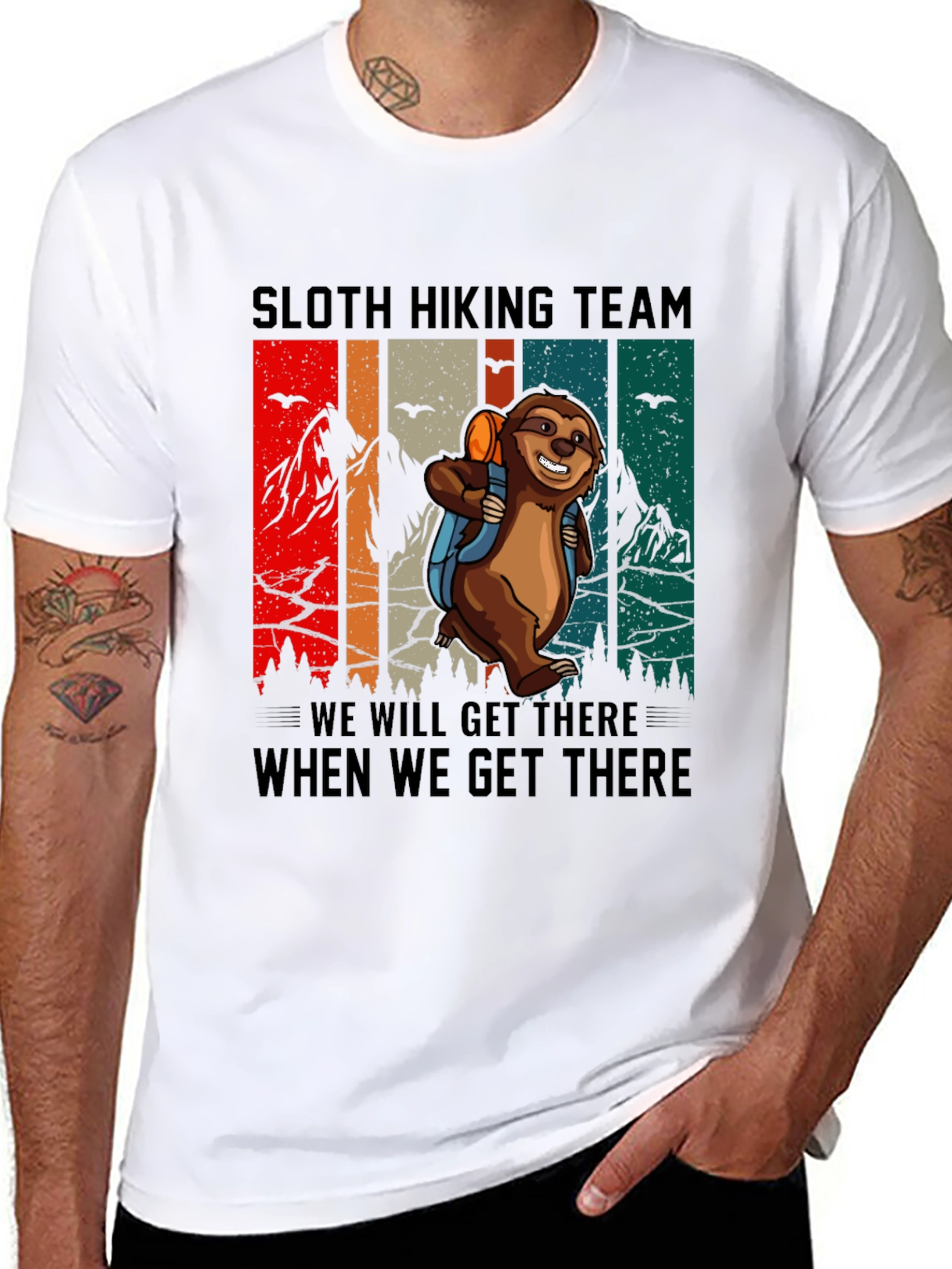 Black Sloth Hiking Team Graphic Tee view 8