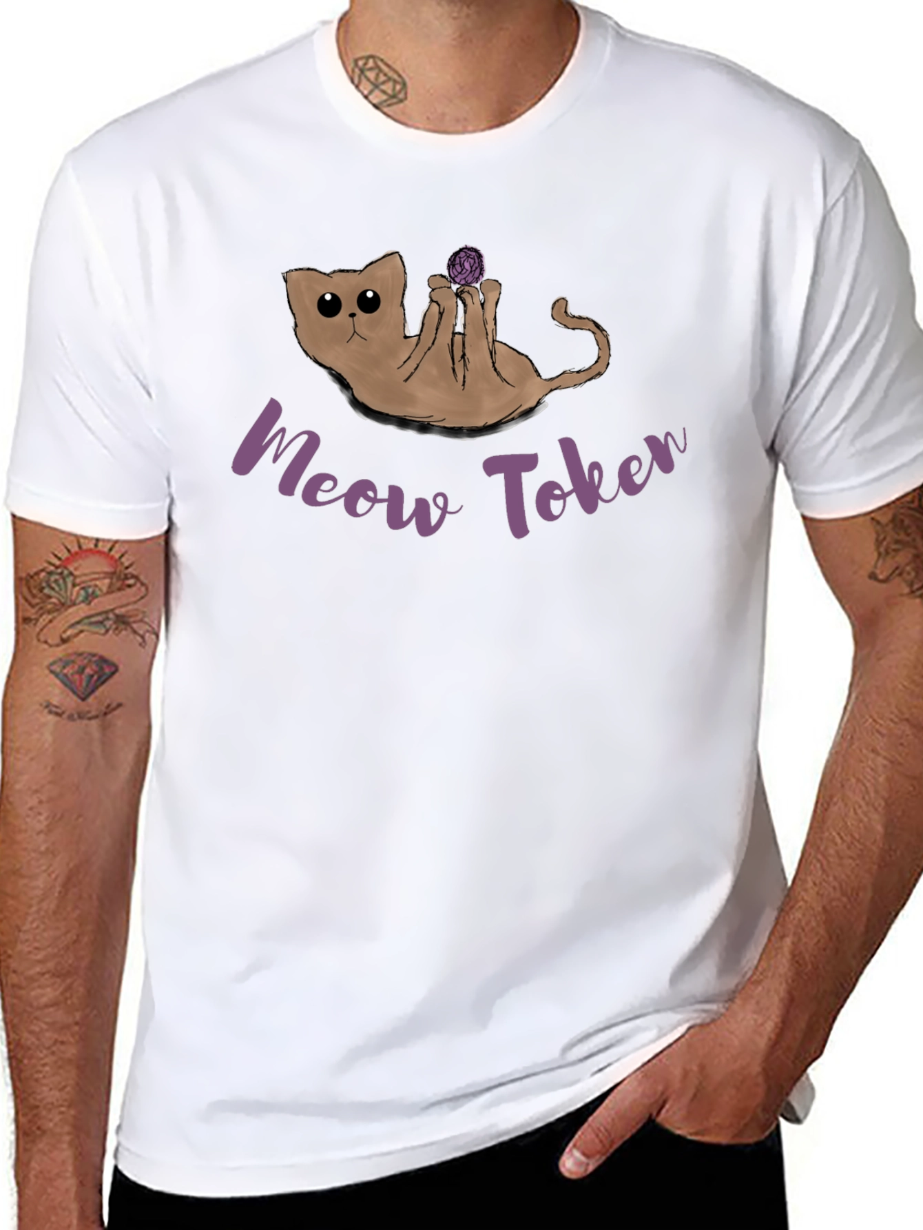 Black Meow Token Cat T-Shirt - Crypto Novelty Tee view 8