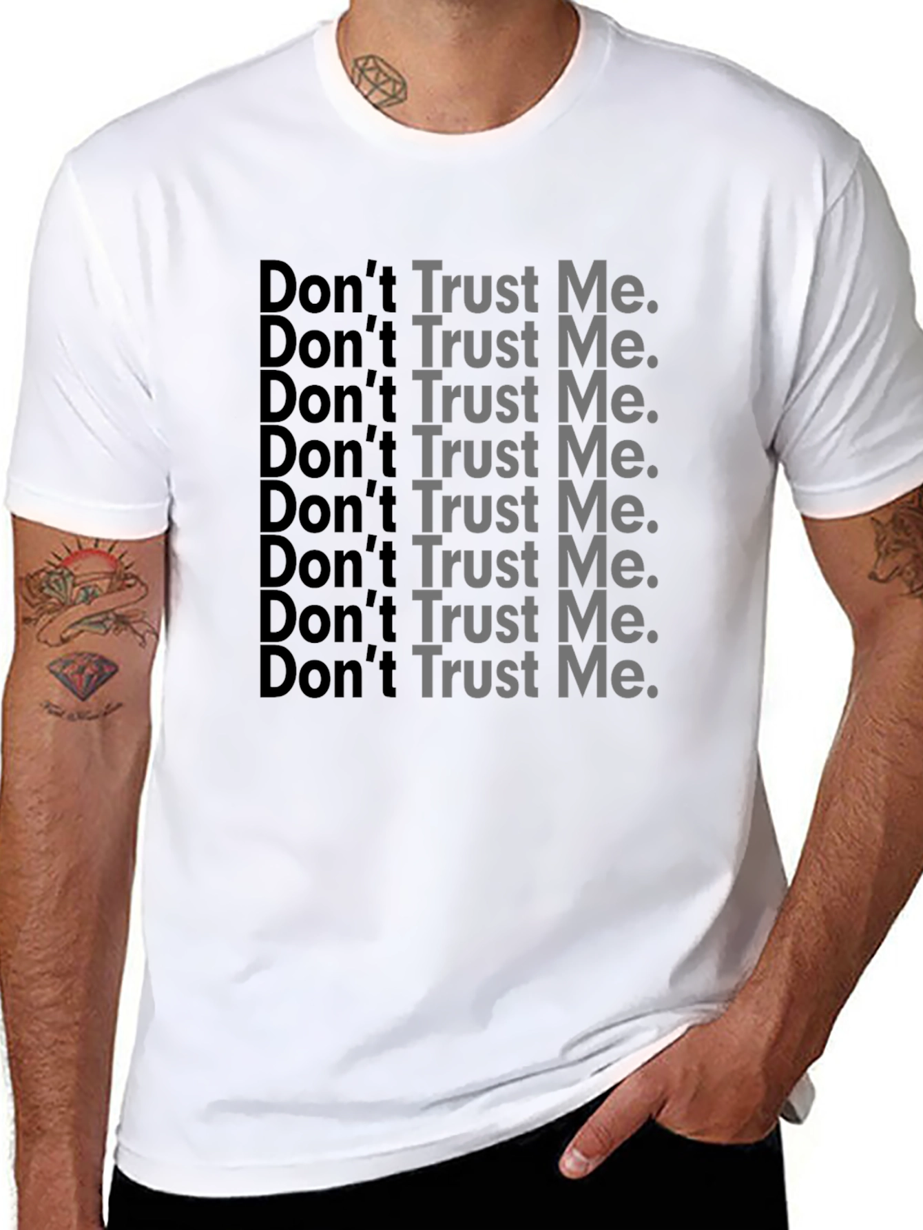 Black Don't Trust Me Graphic Print Black T-Shirt view 8