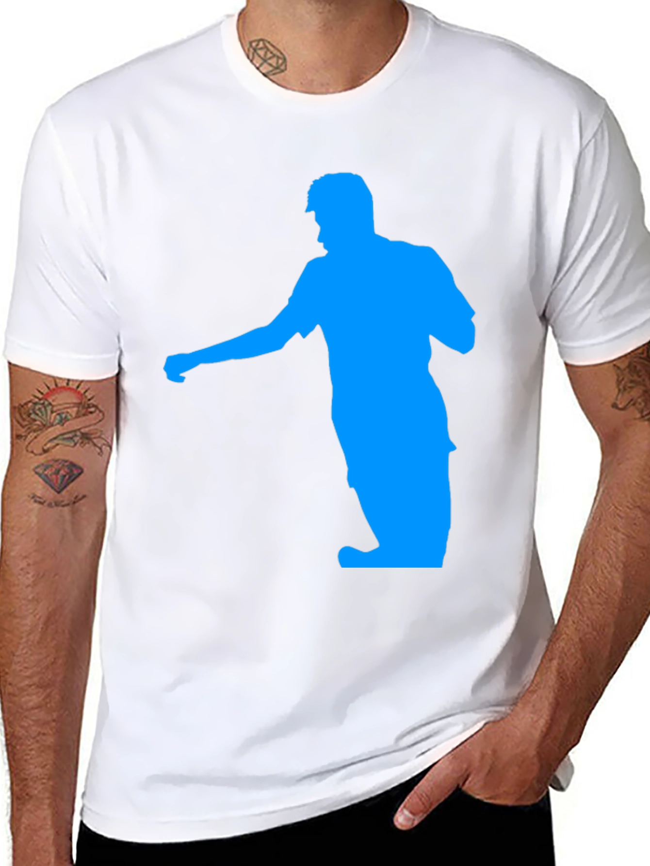 Black Cool Graphic Tee - Blue Silhouette on Black T-Shirt view 8