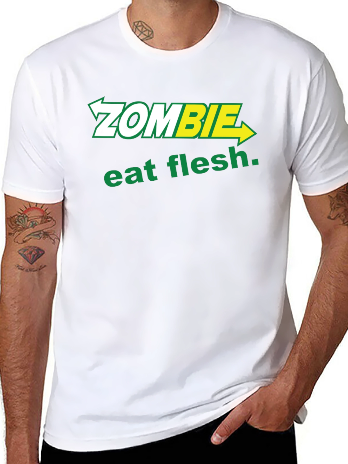 Black Zombie Eat Flesh T-Shirt - Funny Graphic Tee view 8