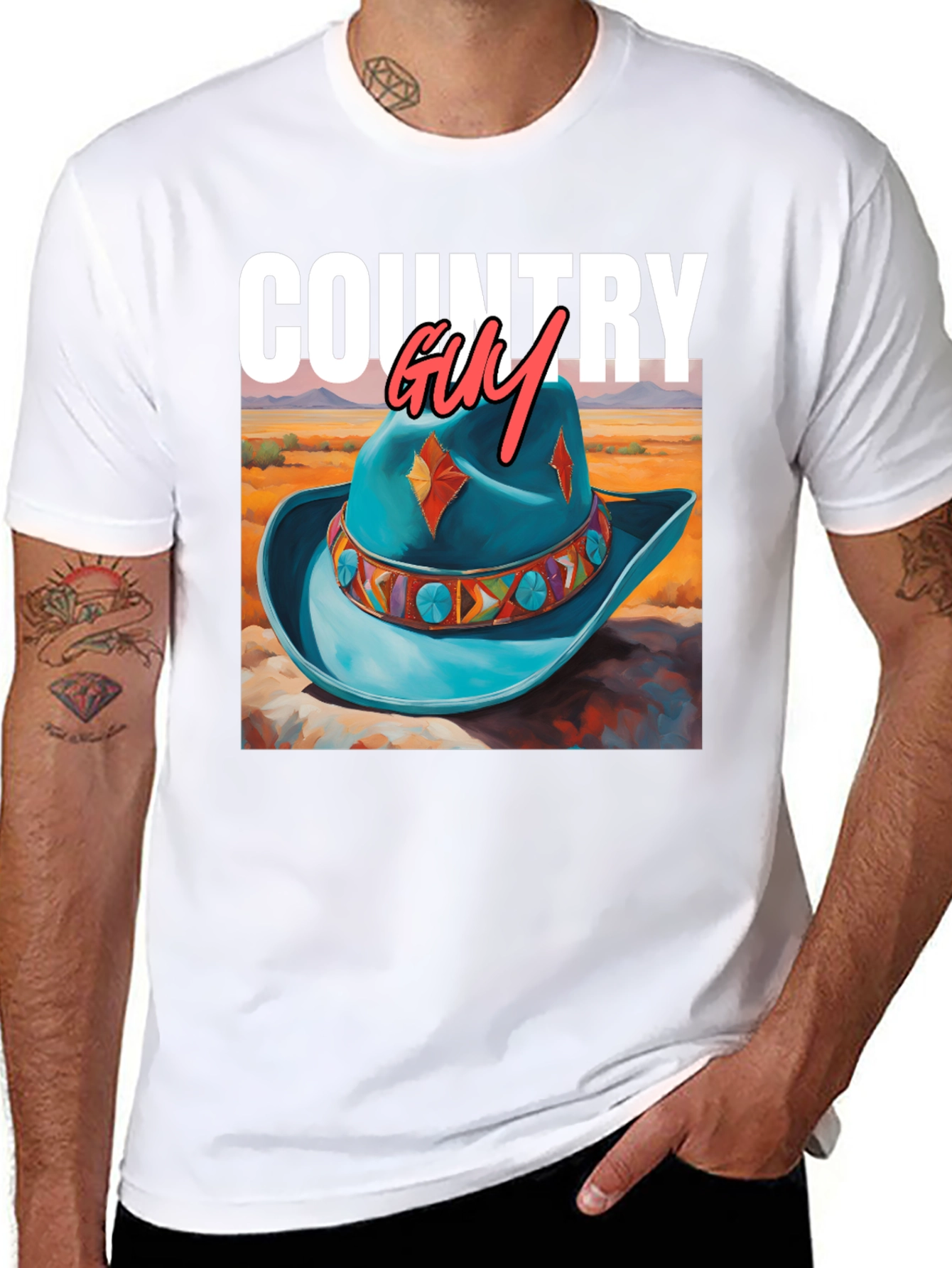 Country Guy Graphic Tee - Western Cowboy Hat Design - 8