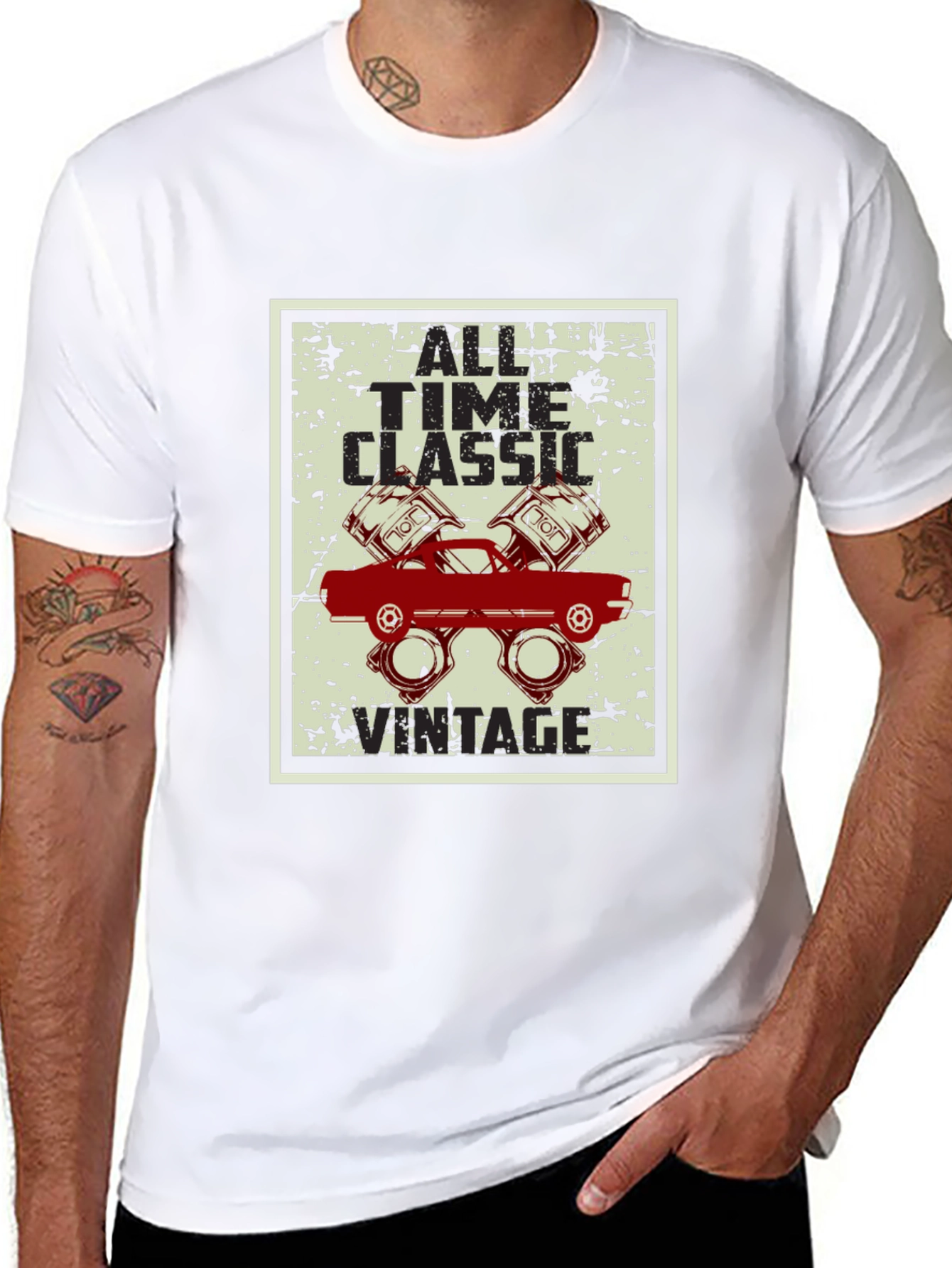 Black All Time Classic Vintage Car Graphic T-Shirt view 8