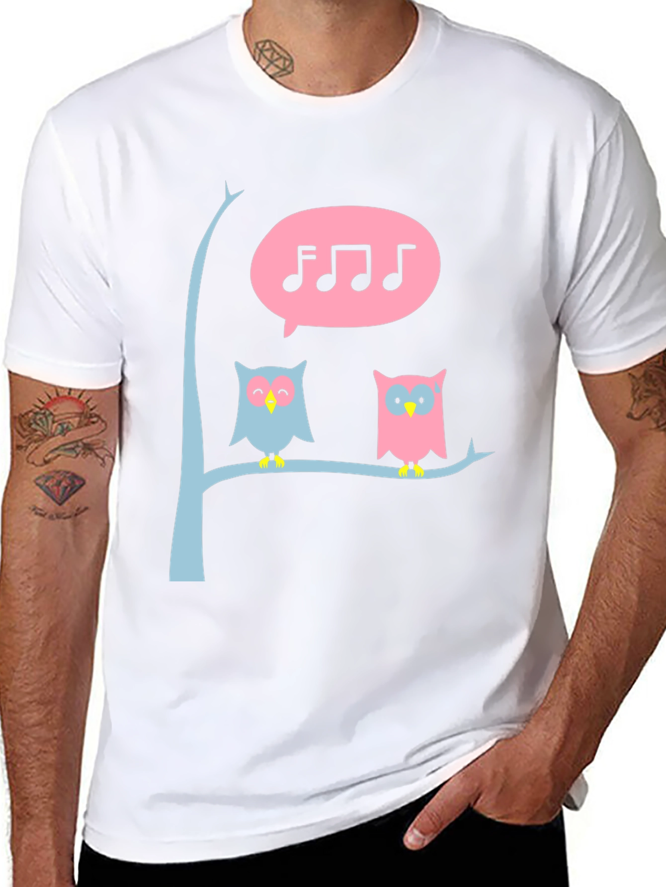 Black Singing Owl T-Shirt - Cute Graphic Tee view 8