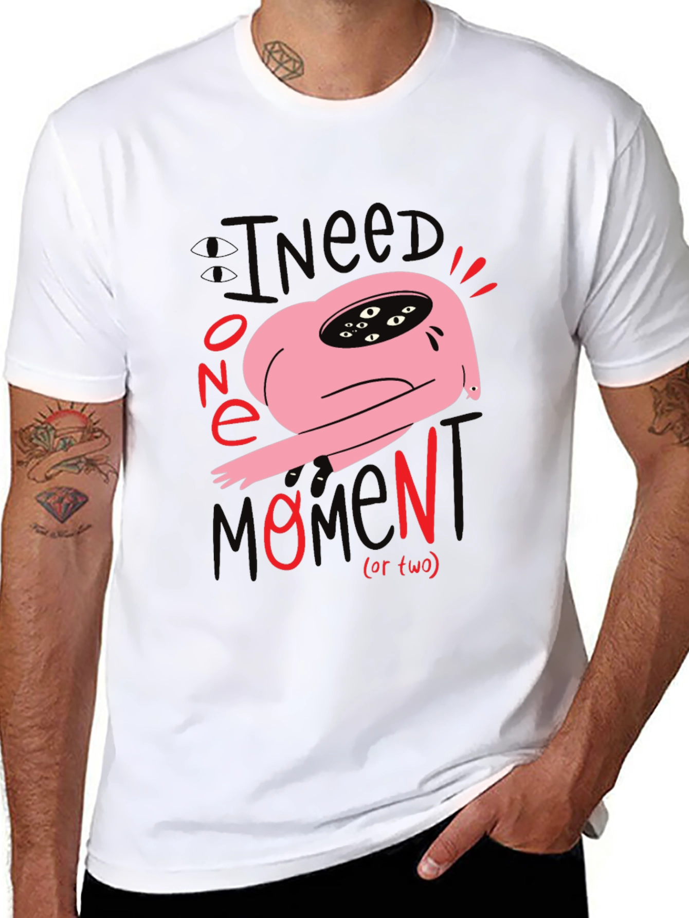 Black I Need One Momen(t) T-Shirt: Unique Graphic Tee view 8