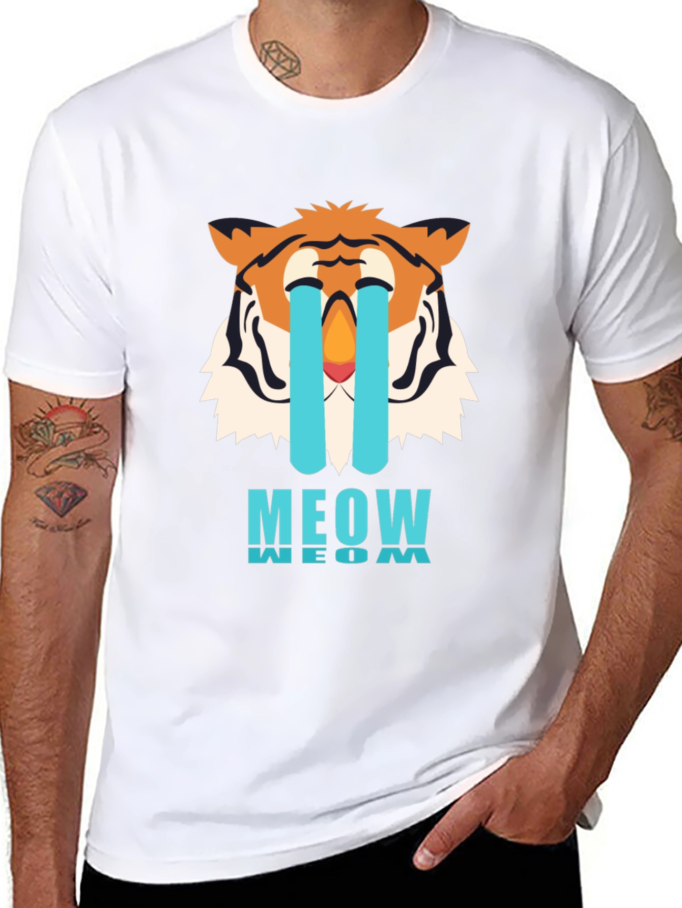 Black Meow Crying Tiger Black Graphic Tee view 8