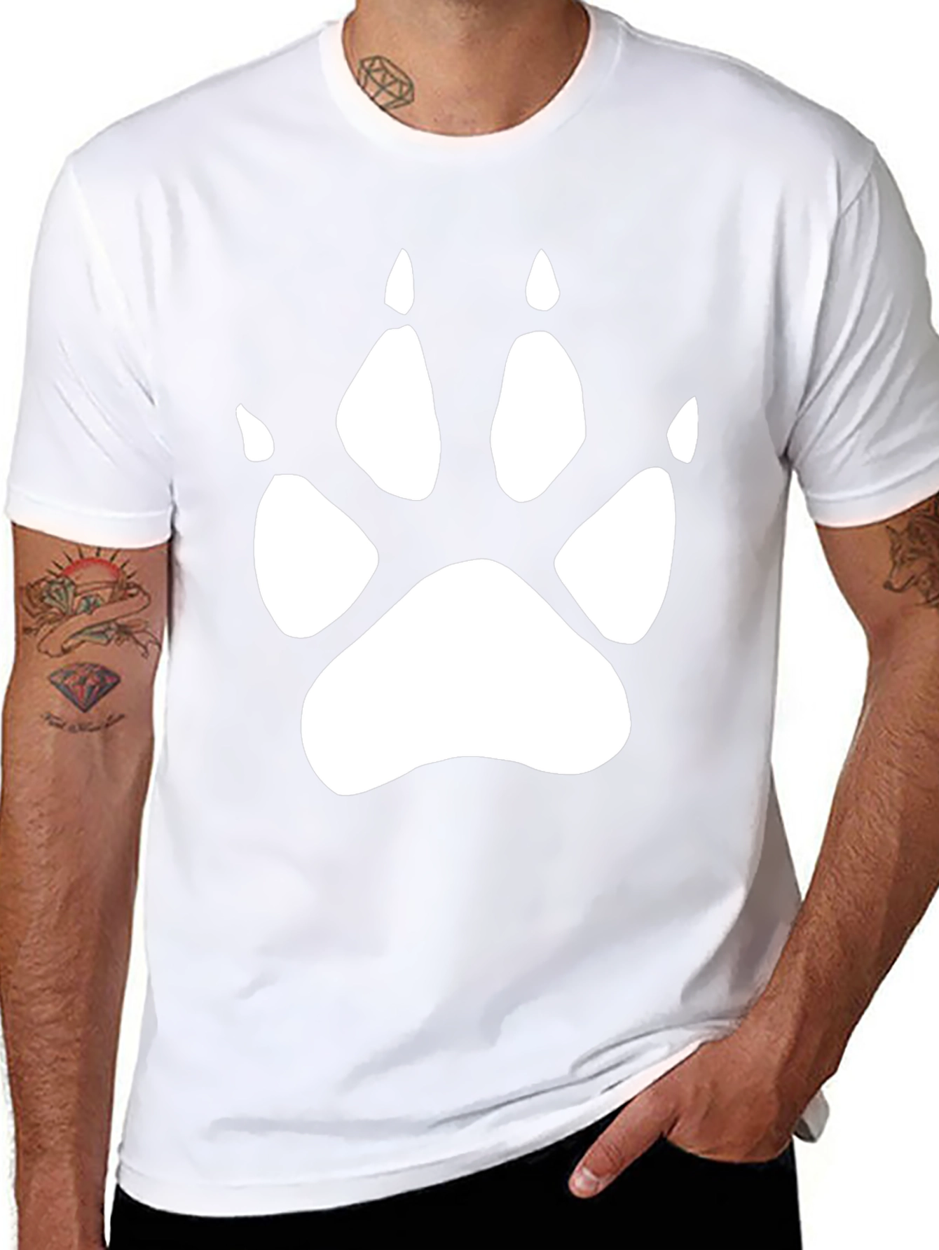 Black Paw Print Graphic Black T-Shirt view 8