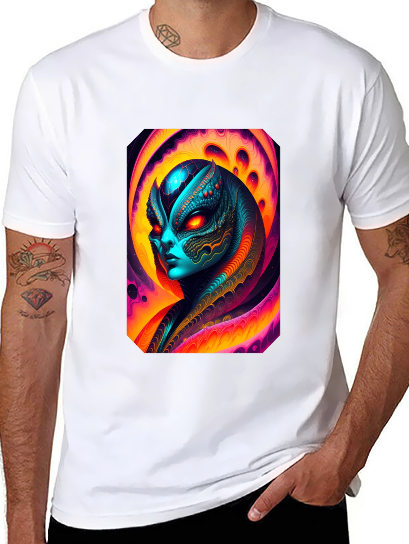 Black Alien Graphic Tee - Black Cotton T-Shirt view 8