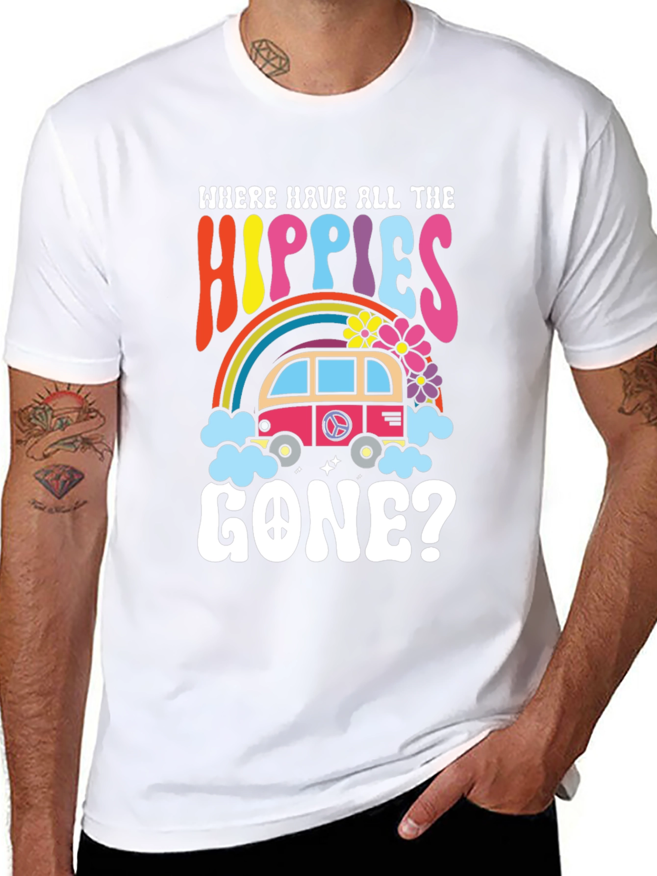 Black Where Have All The Hippies Gone Black T-Shirt view 8