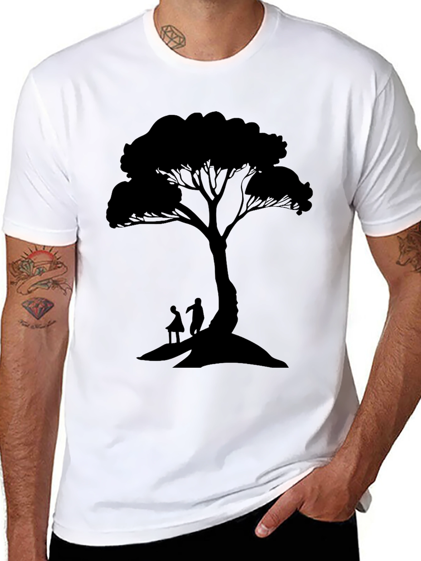 Black Silhouette Tree Graphic Tee - Nature Inspired Design view 8