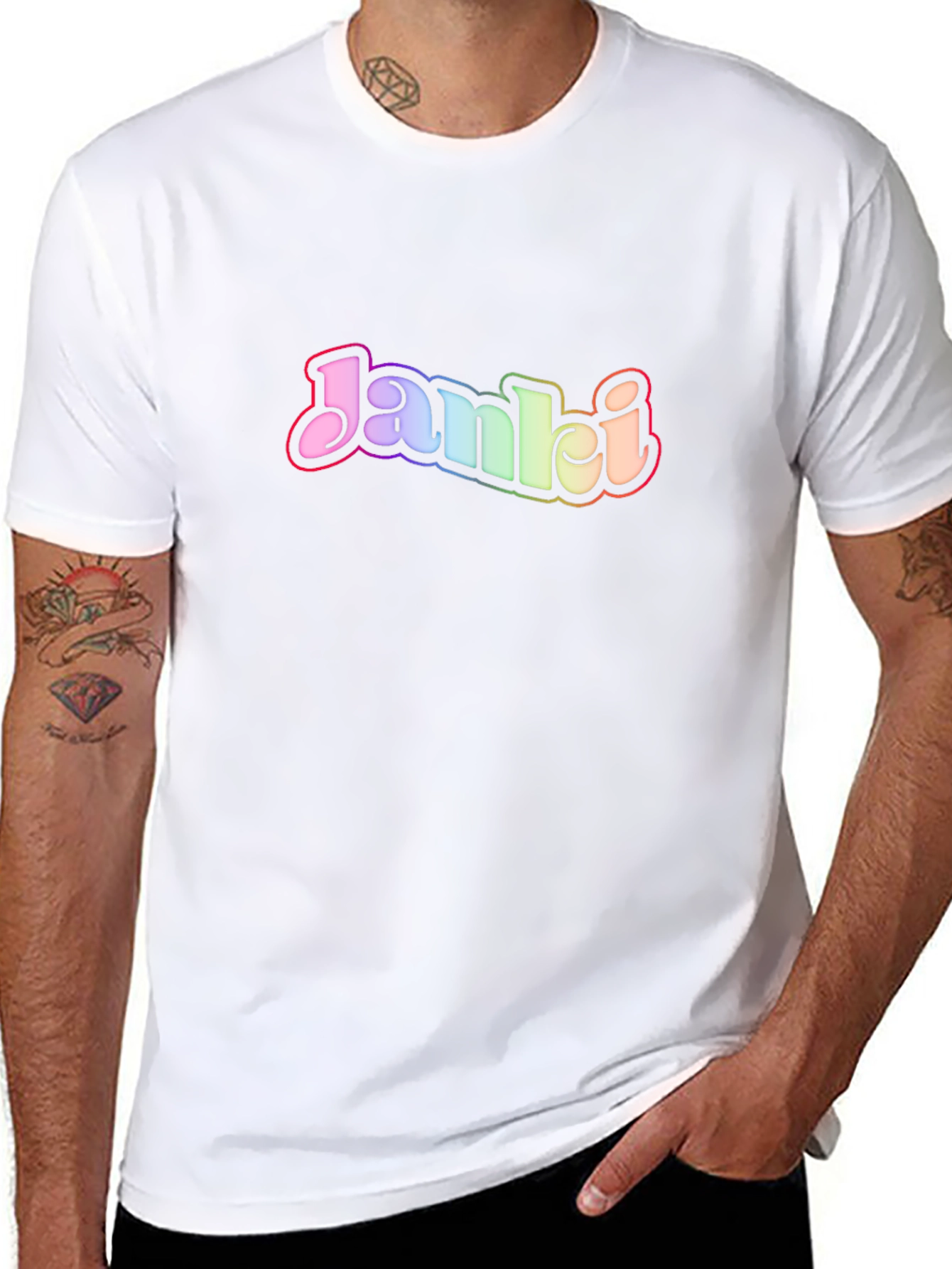 Black Janki Rainbow Logo Graphic T-Shirt view 8