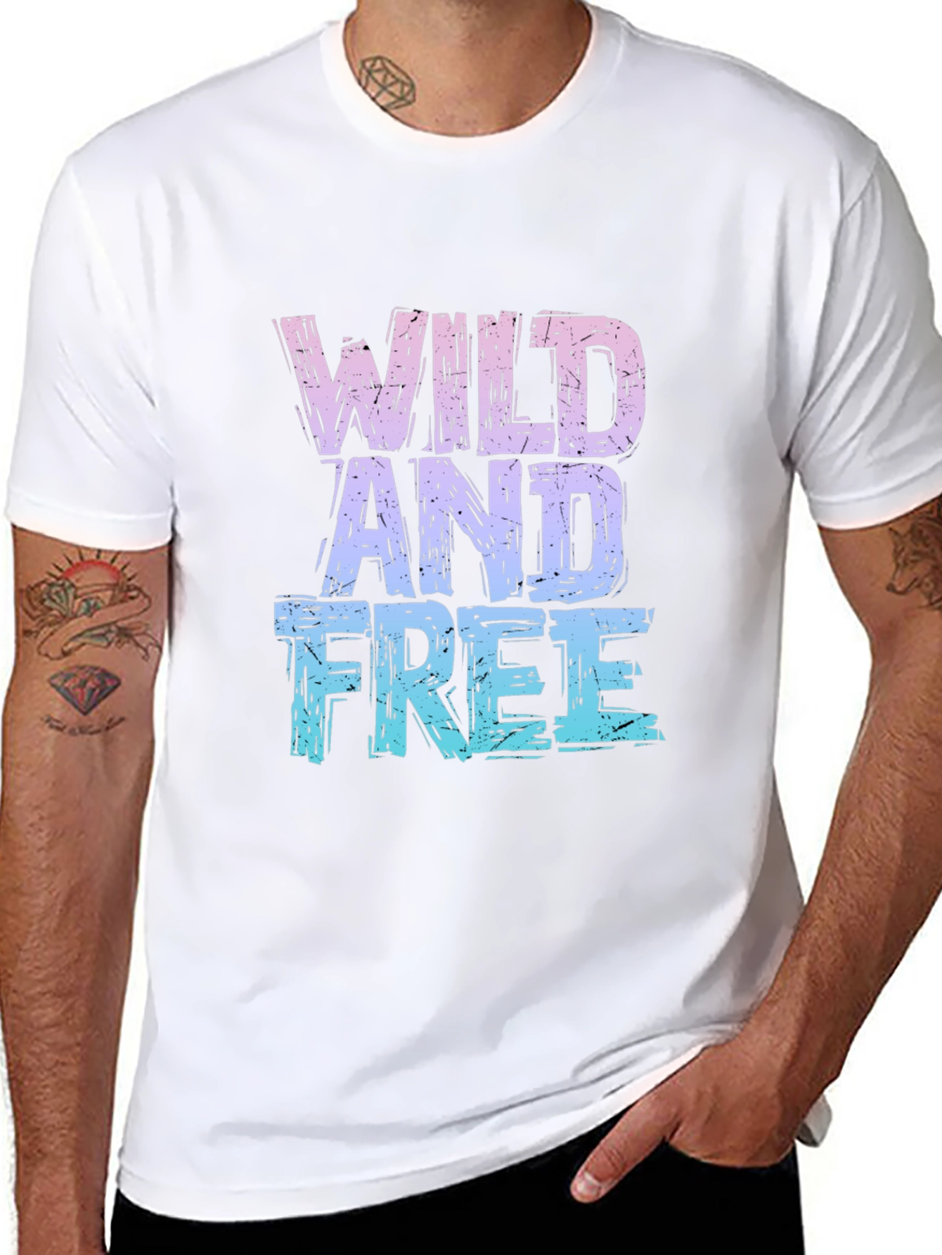 Black Wild And Free Graphic Print Black T-Shirt view 8