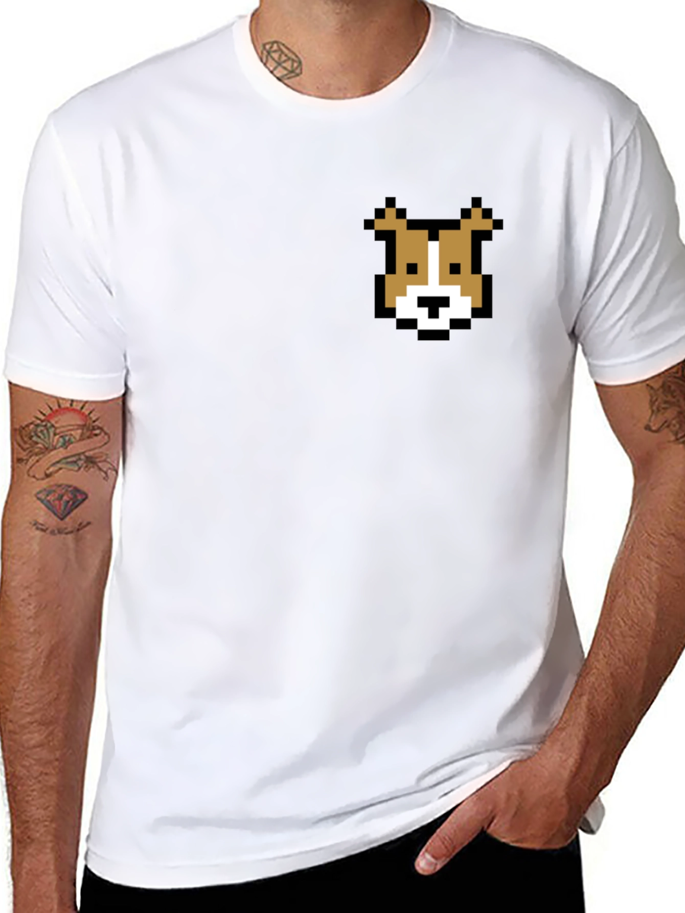 Black Pixel Dog T-Shirt - Retro Gaming Style Tee view 8