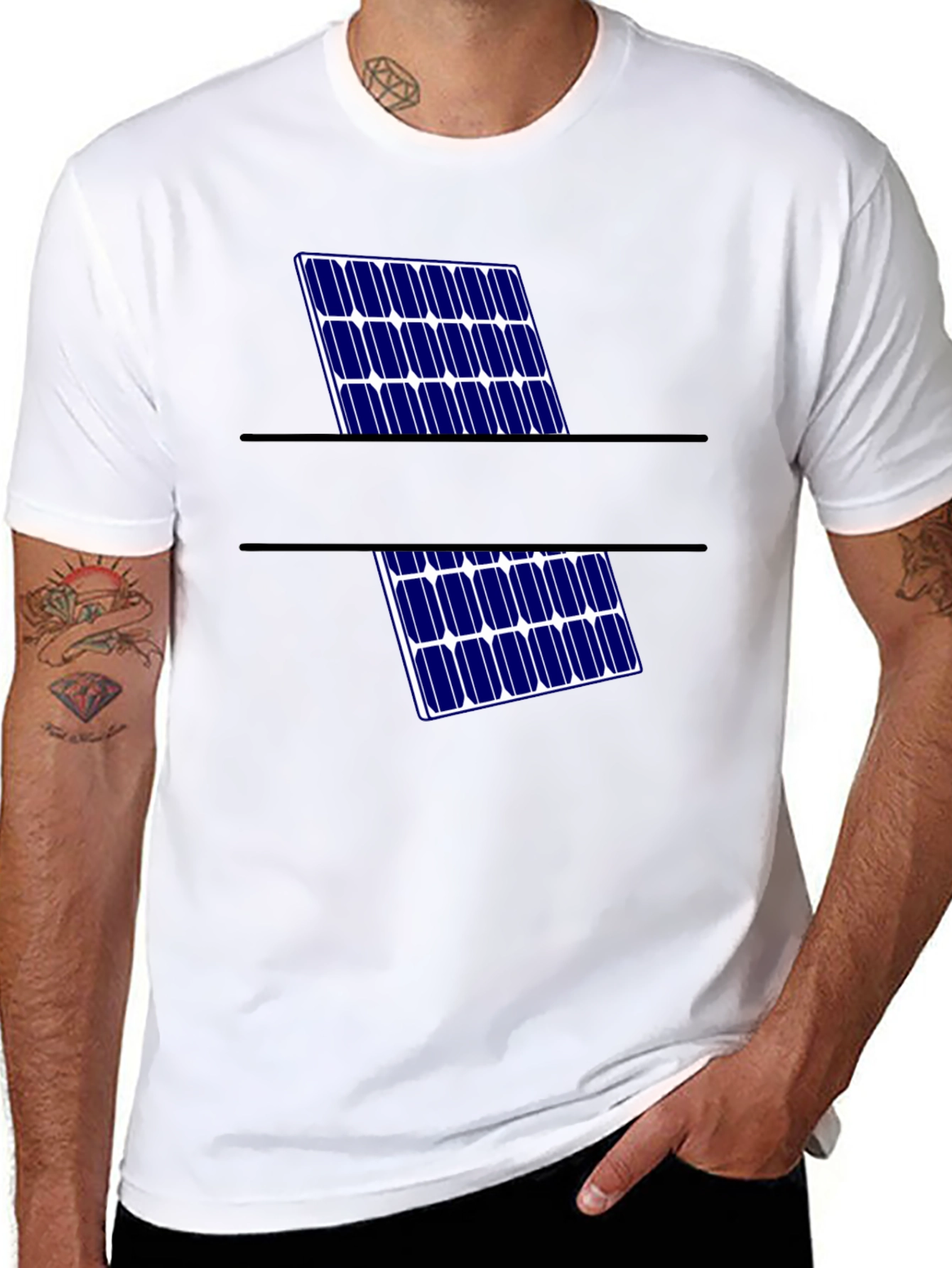 Black Solar Panel Graphic Tee - Eco-Friendly Style view 8
