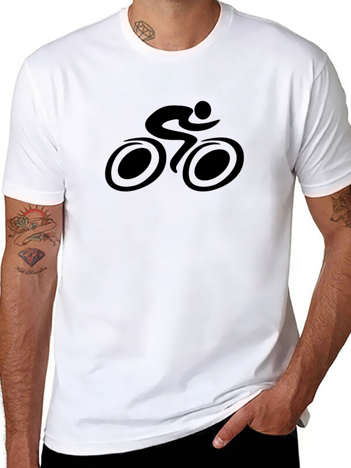 Black Cycling Silhouette Tee - Black Cotton Rider Shirt view 8