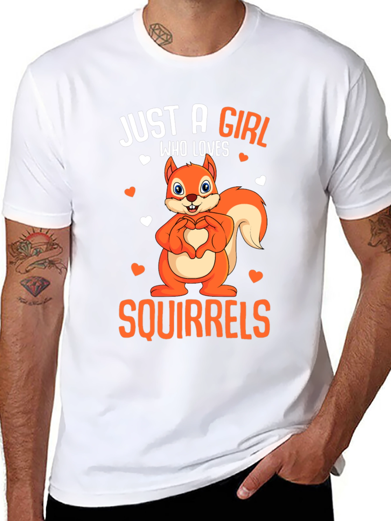 Black Squirrel Lover T-Shirt - "Just A Girl Who Loves Squirrels" view 8