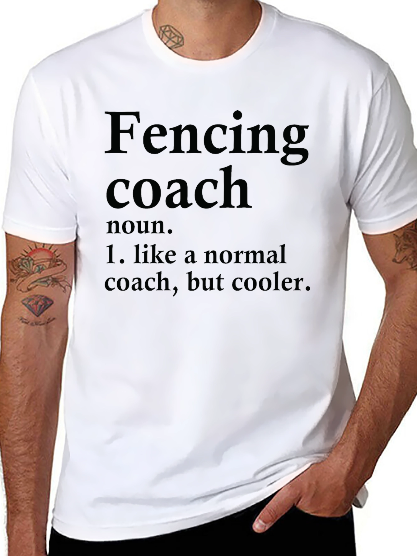 Black Fencing Coach Definition T-Shirt view 8