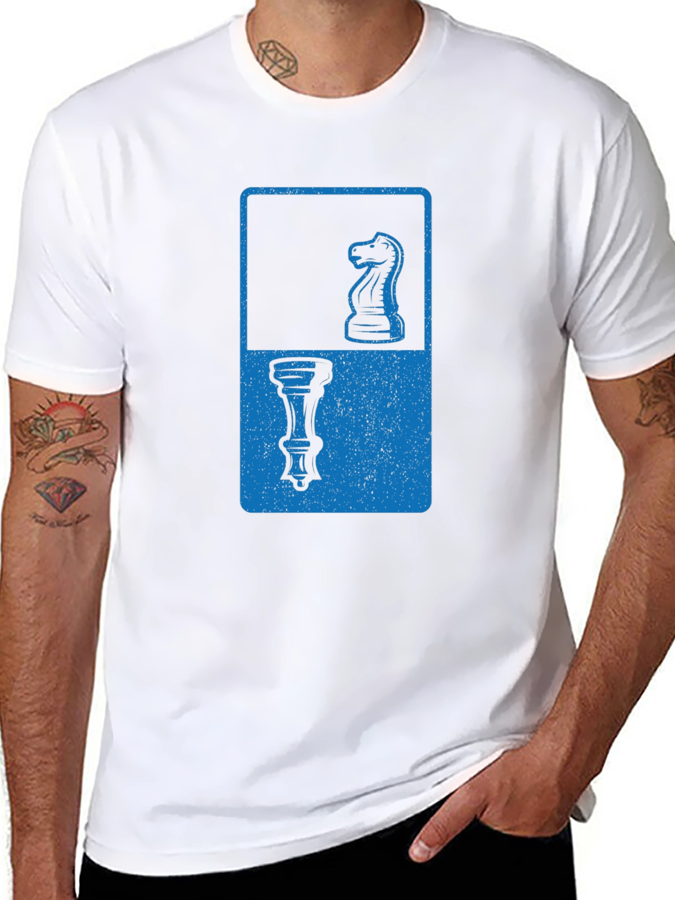 Chess Piece Graphic Tee - Knight & Rook Design - 8