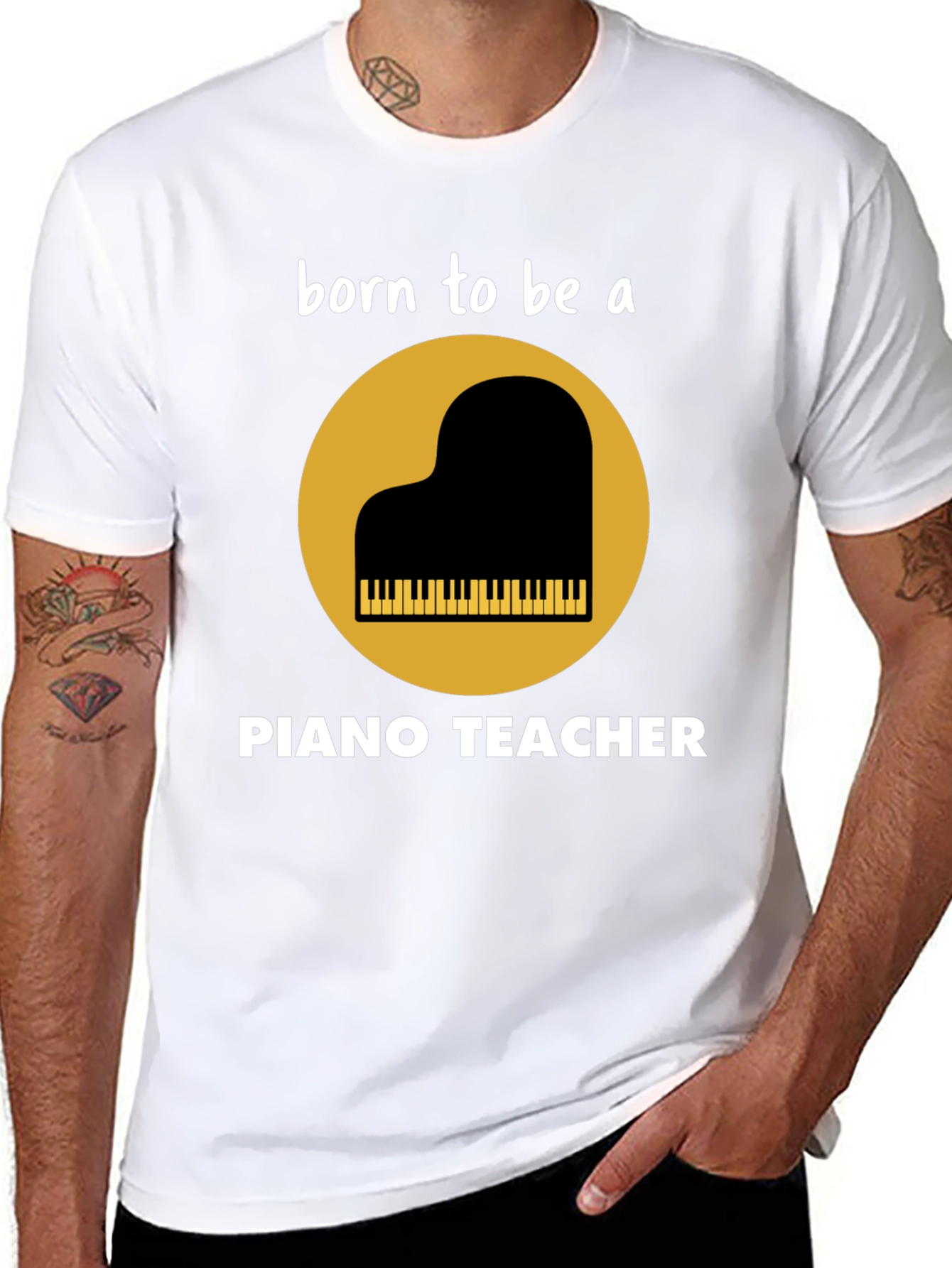 Black Born to be a Piano Teacher T-Shirt view 8