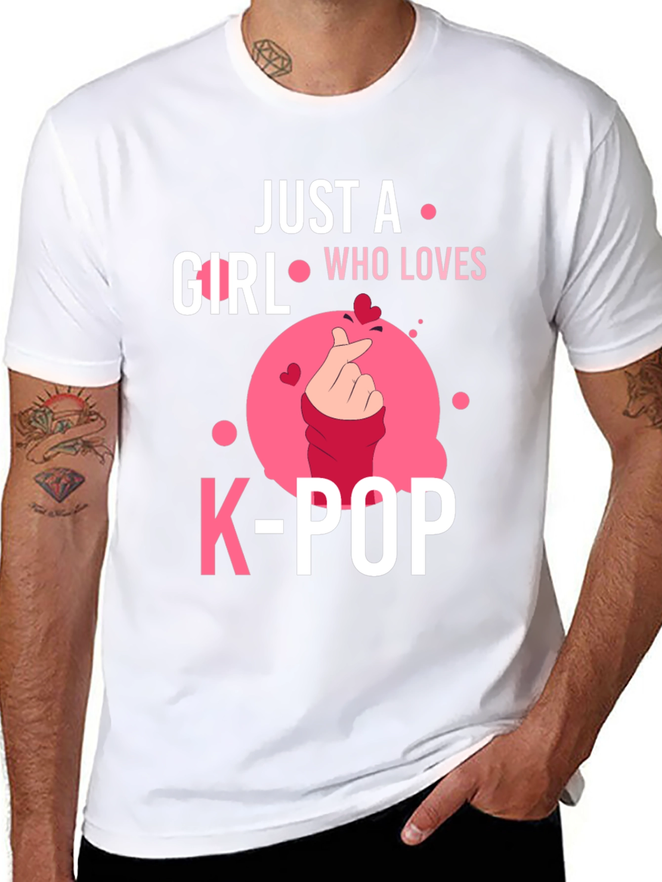 Black Just A Girl Who Loves K-POP Black T-Shirt view 8