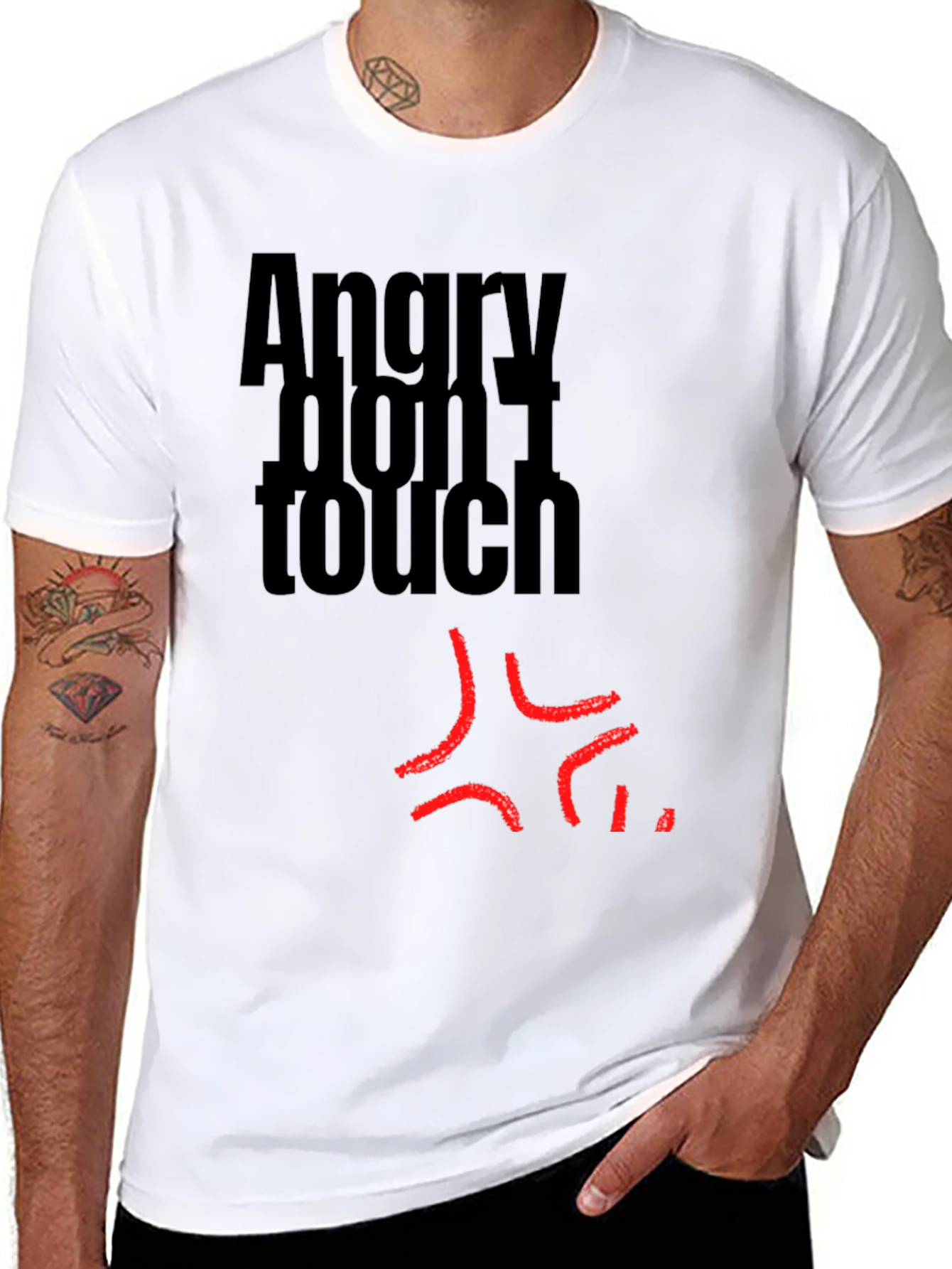 Black Angry Don't Touch Graphic T-Shirt - Black view 8