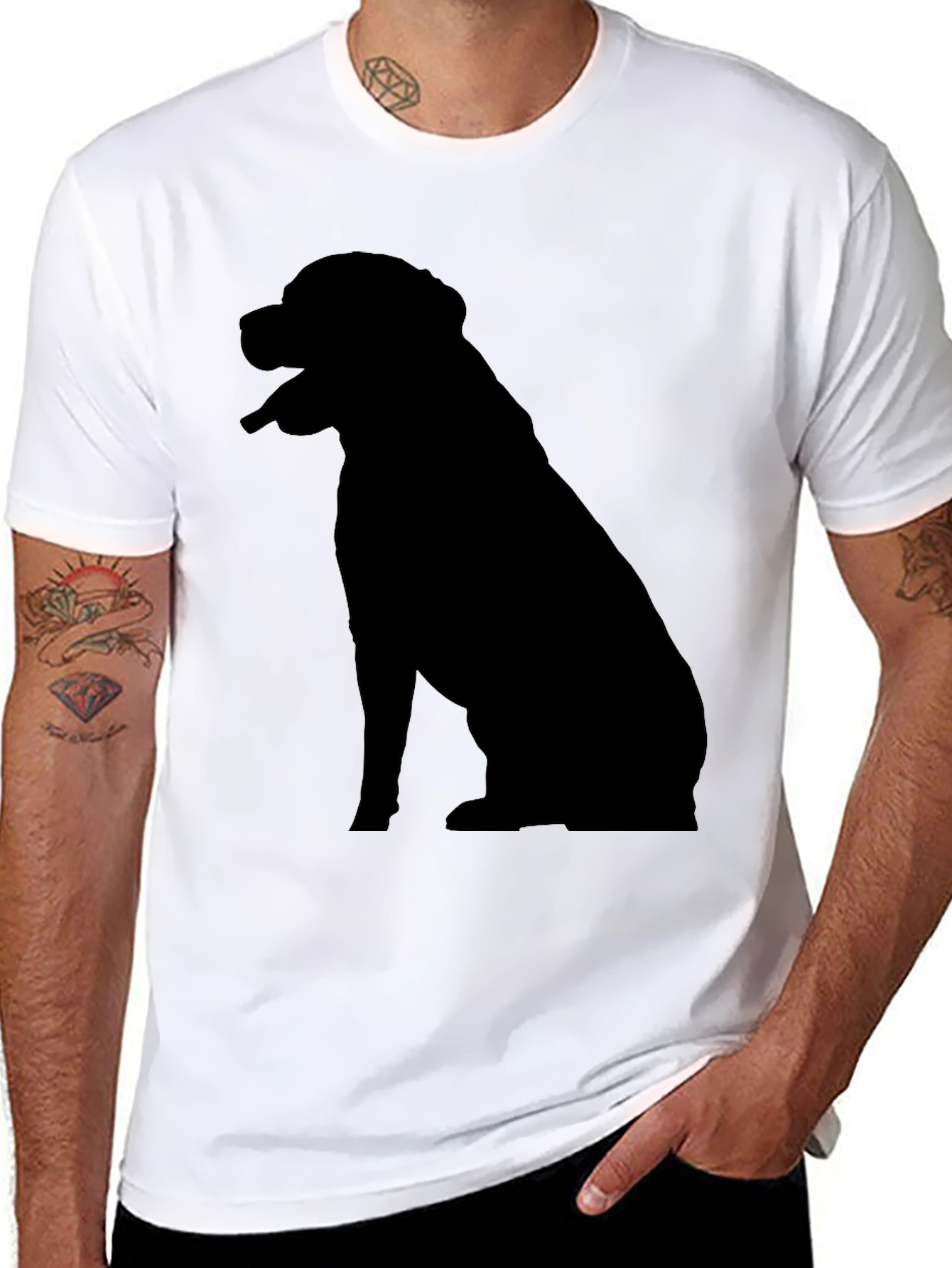 Black Dog Silhouette Graphic Tee - Men's Black T-Shirt view 8
