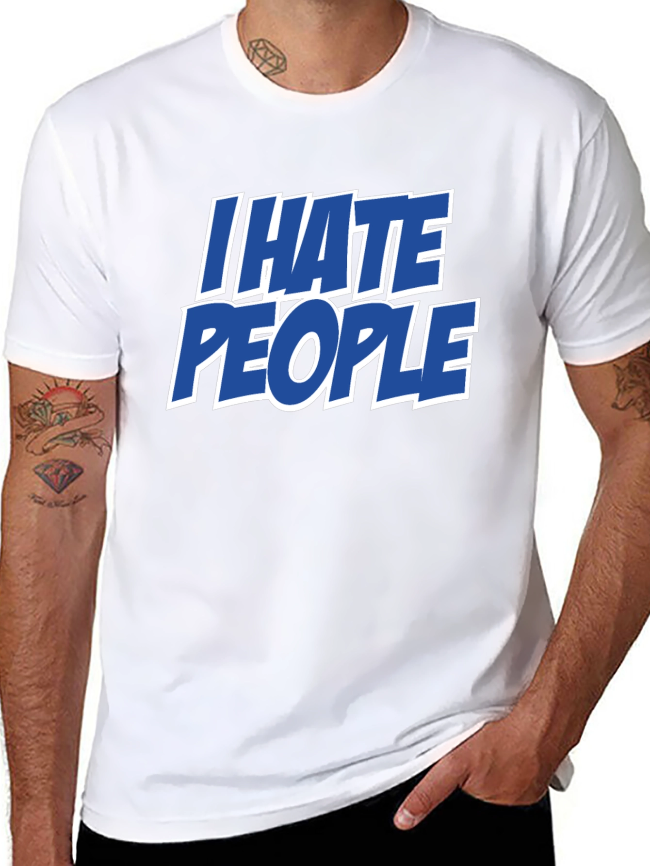 Black I Hate People Funny Graphic Tee - Sarcastic Black T-Shirt view 8