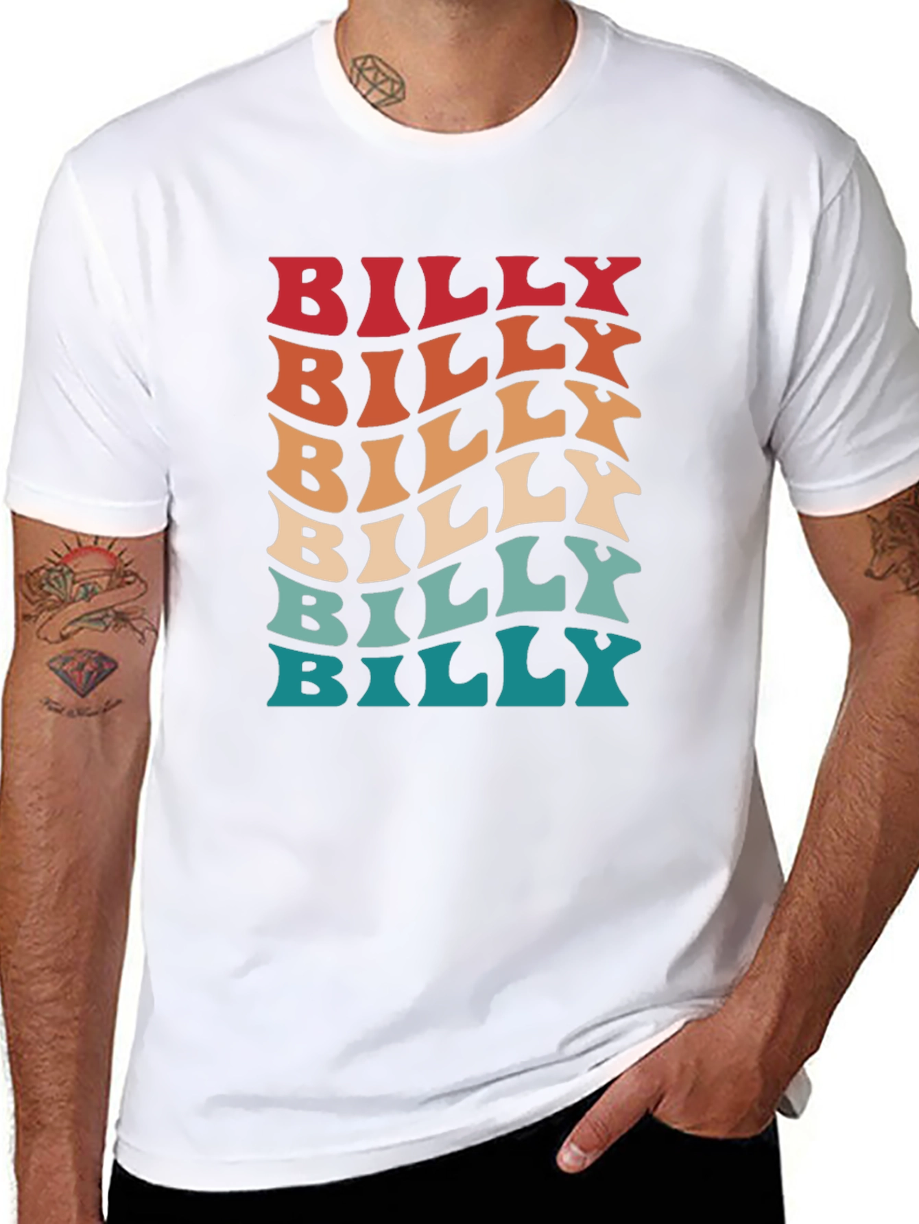 Black Retro Billy Tee - Cool Wavy Text Design view 8