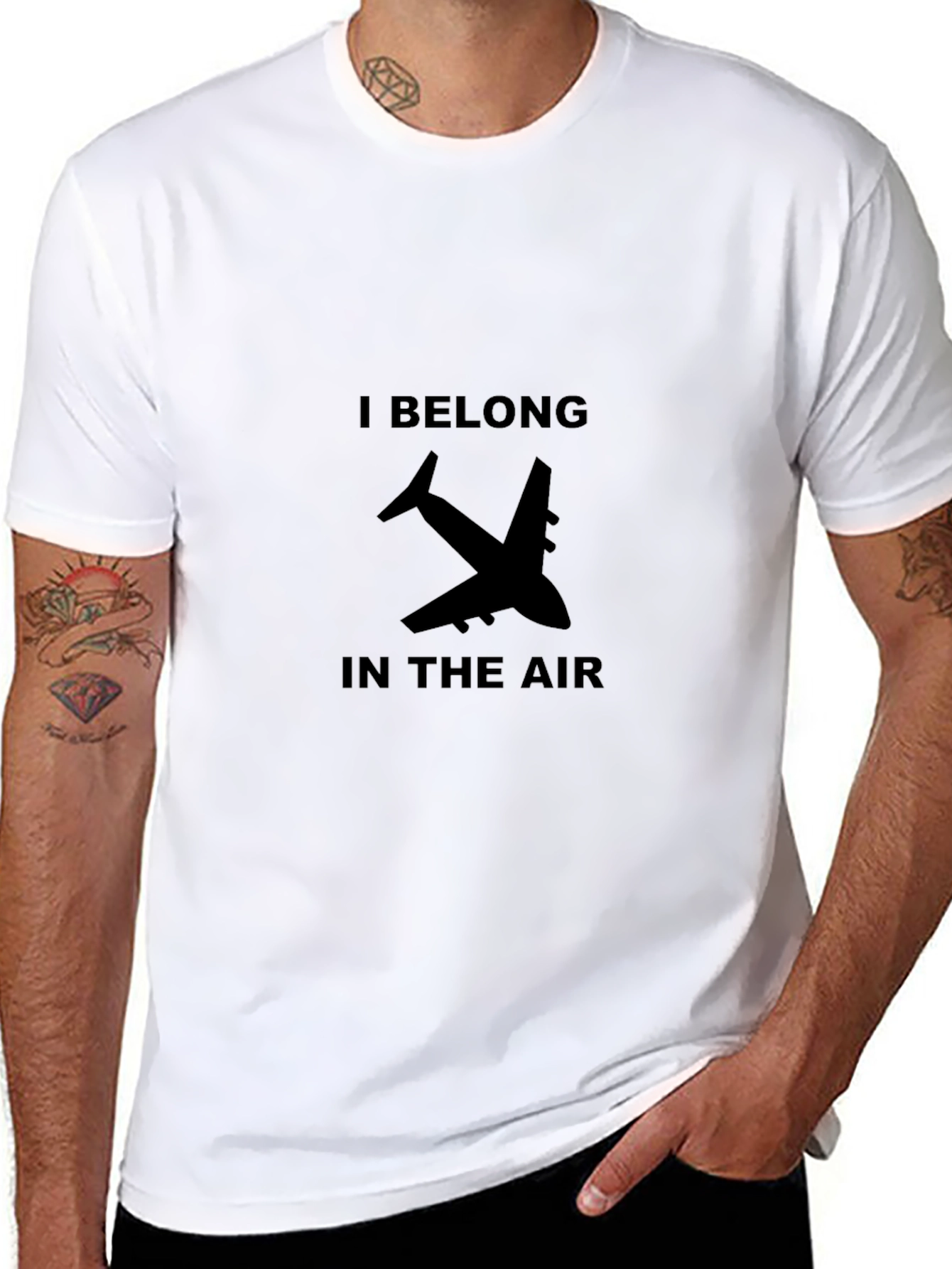 I Belong In The Air Airplane Graphic Black T-Shirt - 8