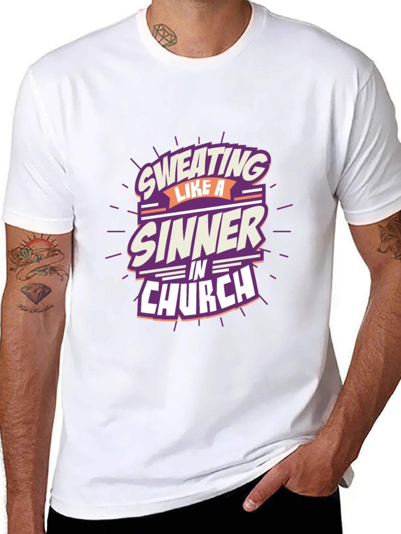 Black Sweating Like a Sinner T-Shirt view 8