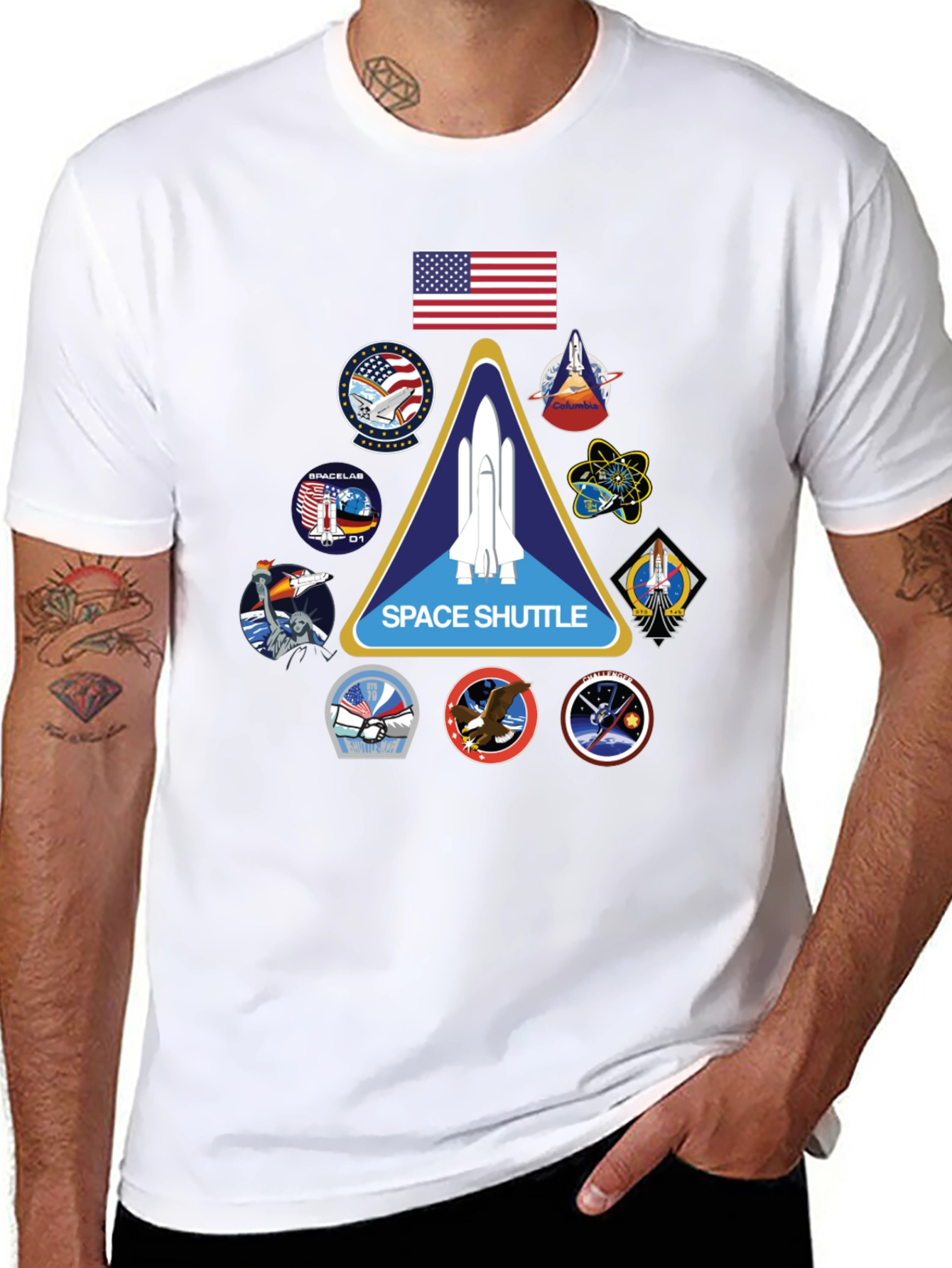 Black Space Shuttle Mission Patches Black T-Shirt view 8