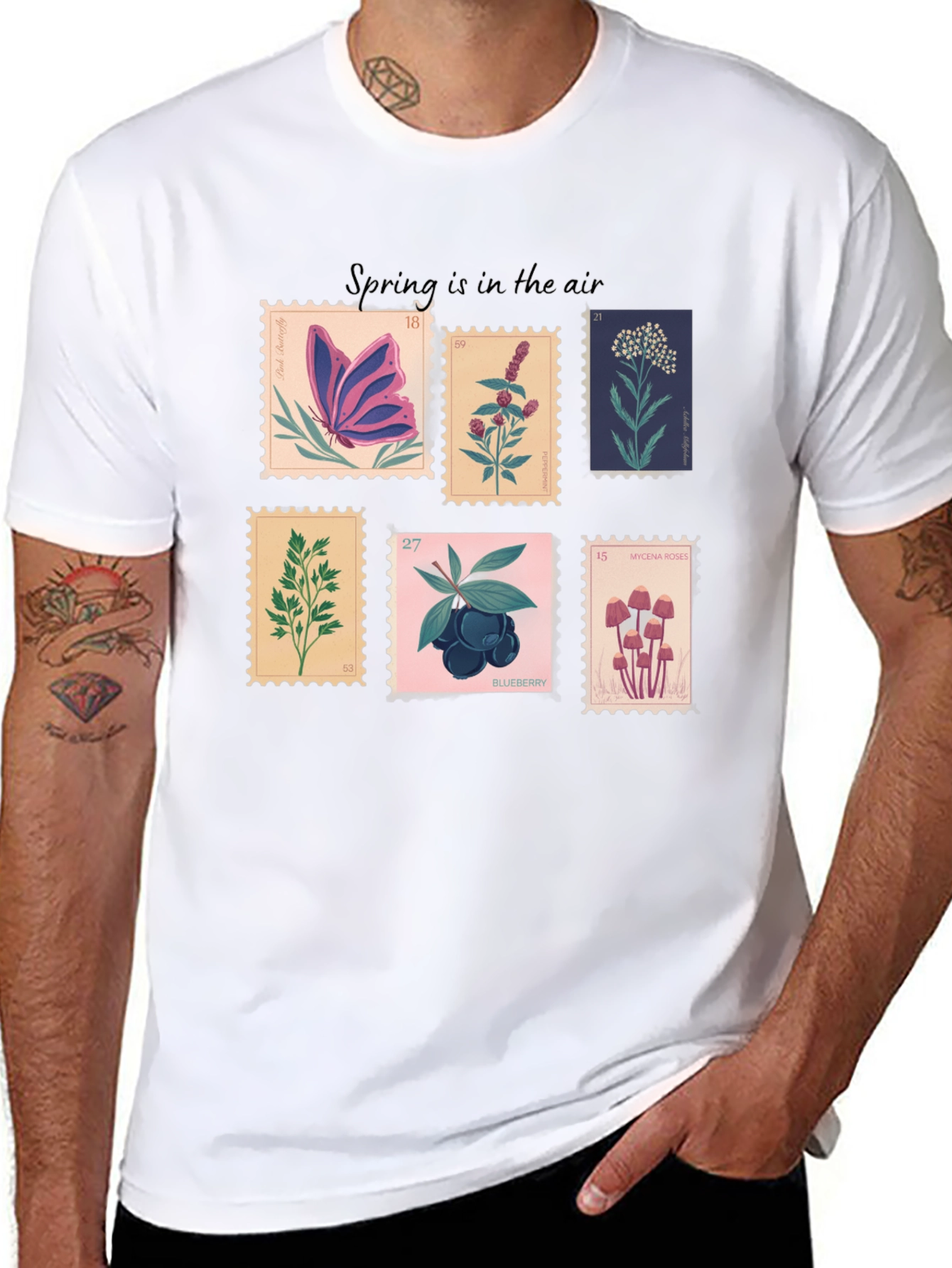 Black Botanical Stamp T-Shirt: Spring Collection view 8