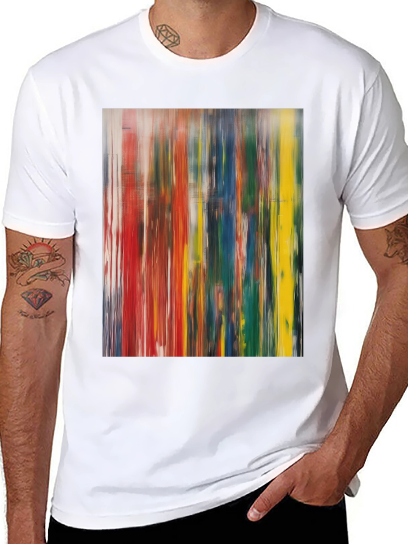 Black Abstract Art Print Black Cotton Tee view 8