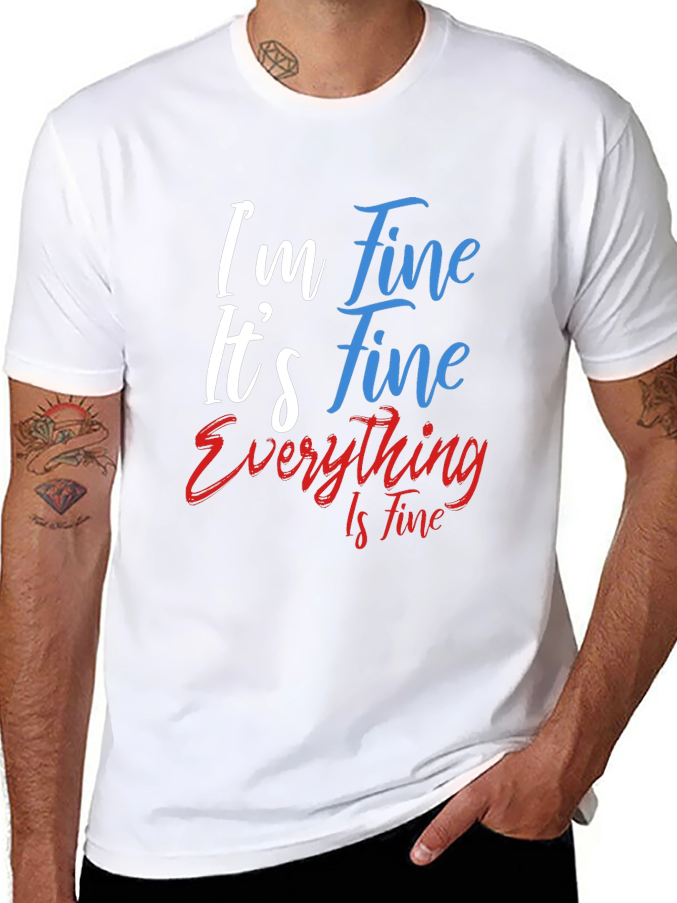 Black I'm Fine T-Shirt - Funny Graphic Tee view 8