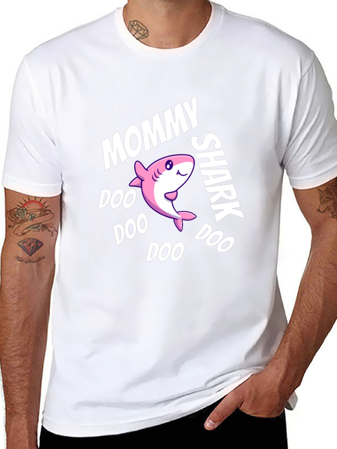 Black Mommy Shark Doo Doo Doo Black Graphic T-Shirt view 8