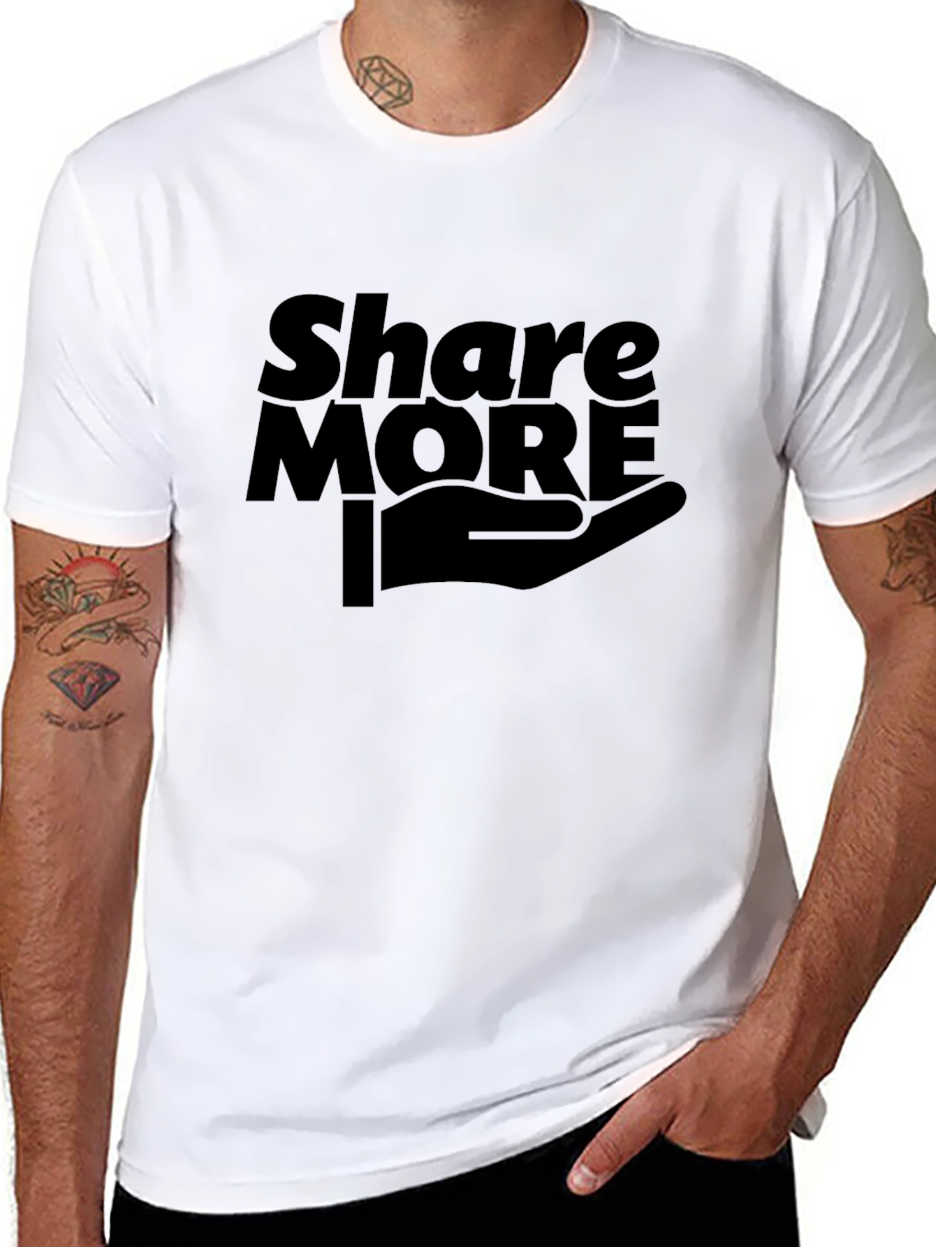 Black Share More Graphic Tee - Black Cotton T-Shirt view 8