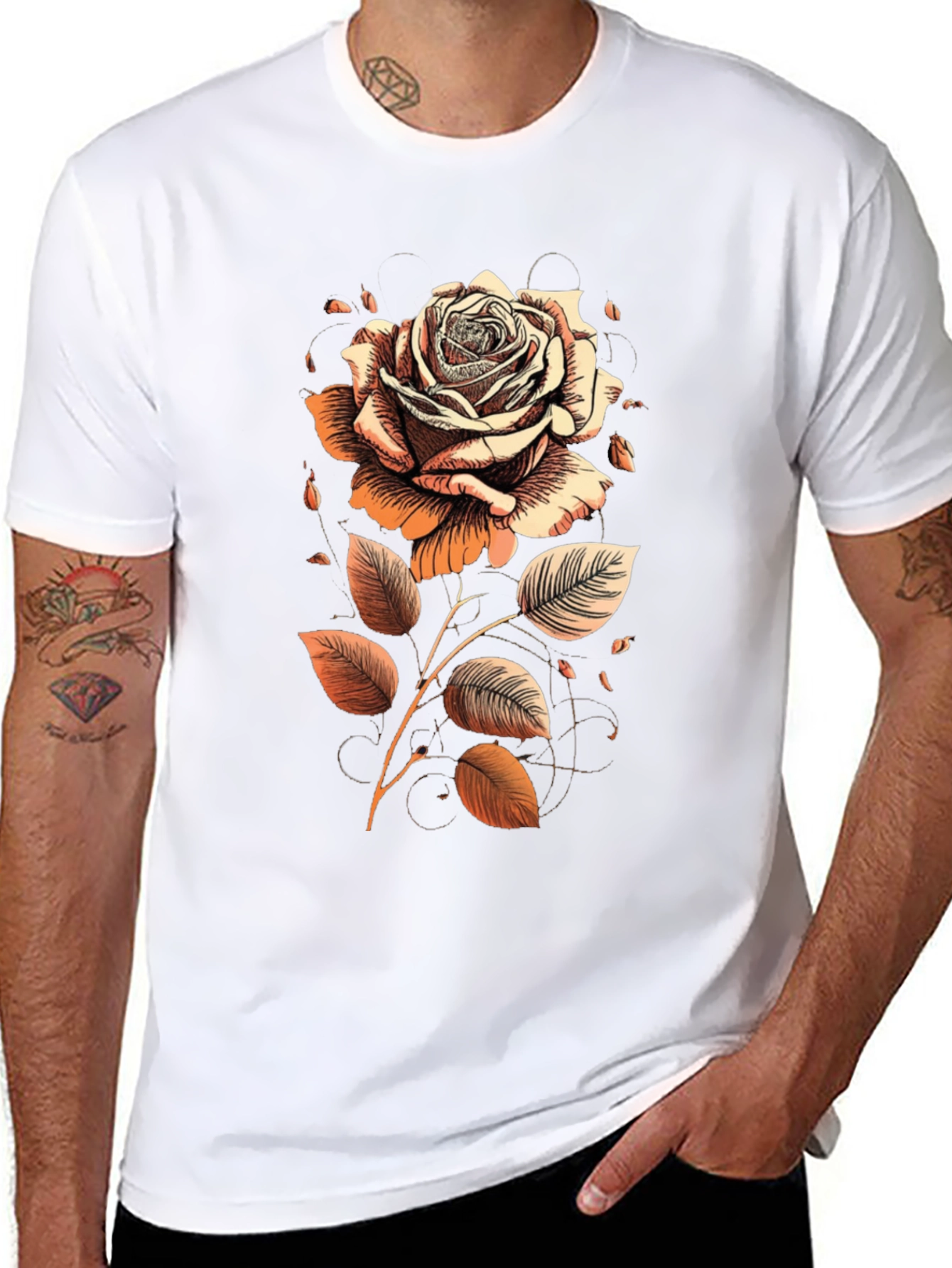 Rose Graphic Tee - Artistic Floral Design - 8