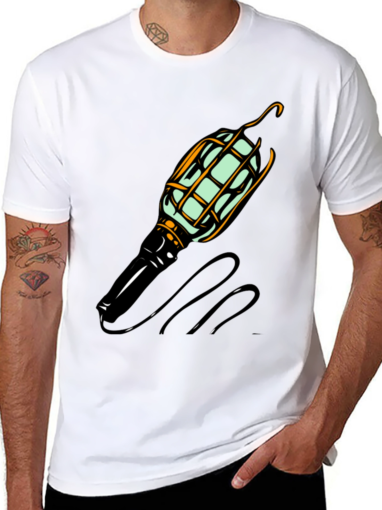 Black Novelty Lightbulb Graphic Tee - Black Cotton Blend Shirt view 8