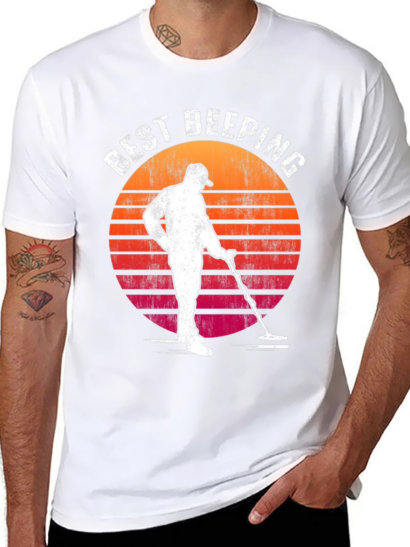 Black Best Beeping Retro Sunset Graphic T-Shirt view 8