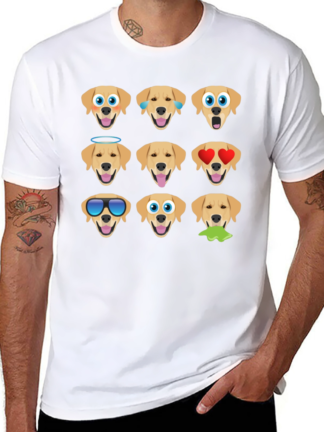 Black Emoji Dog Graphic Tee - Black Cotton Blend view 8