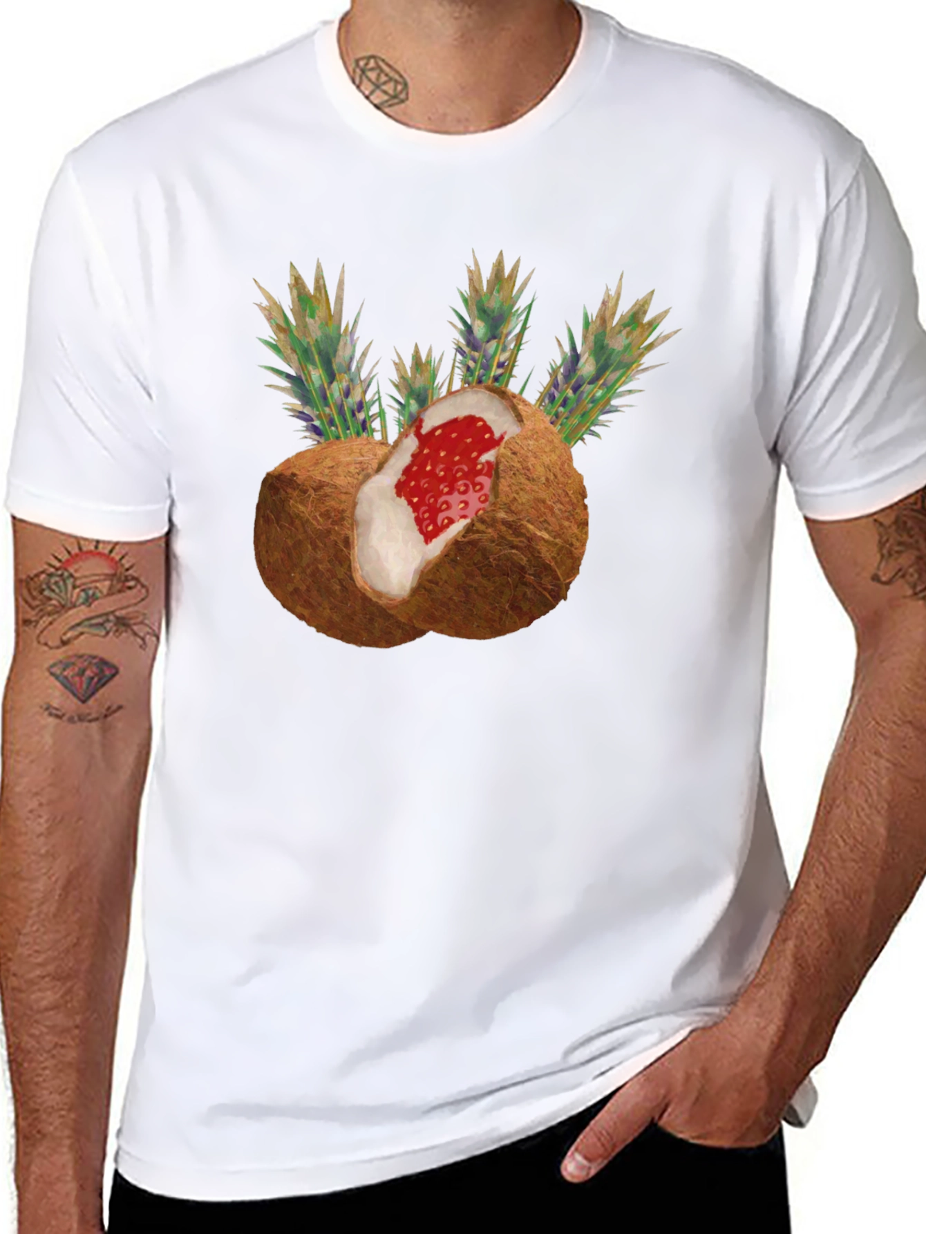 Black Coconut Strawberry Novelty Graphic Tee view 8