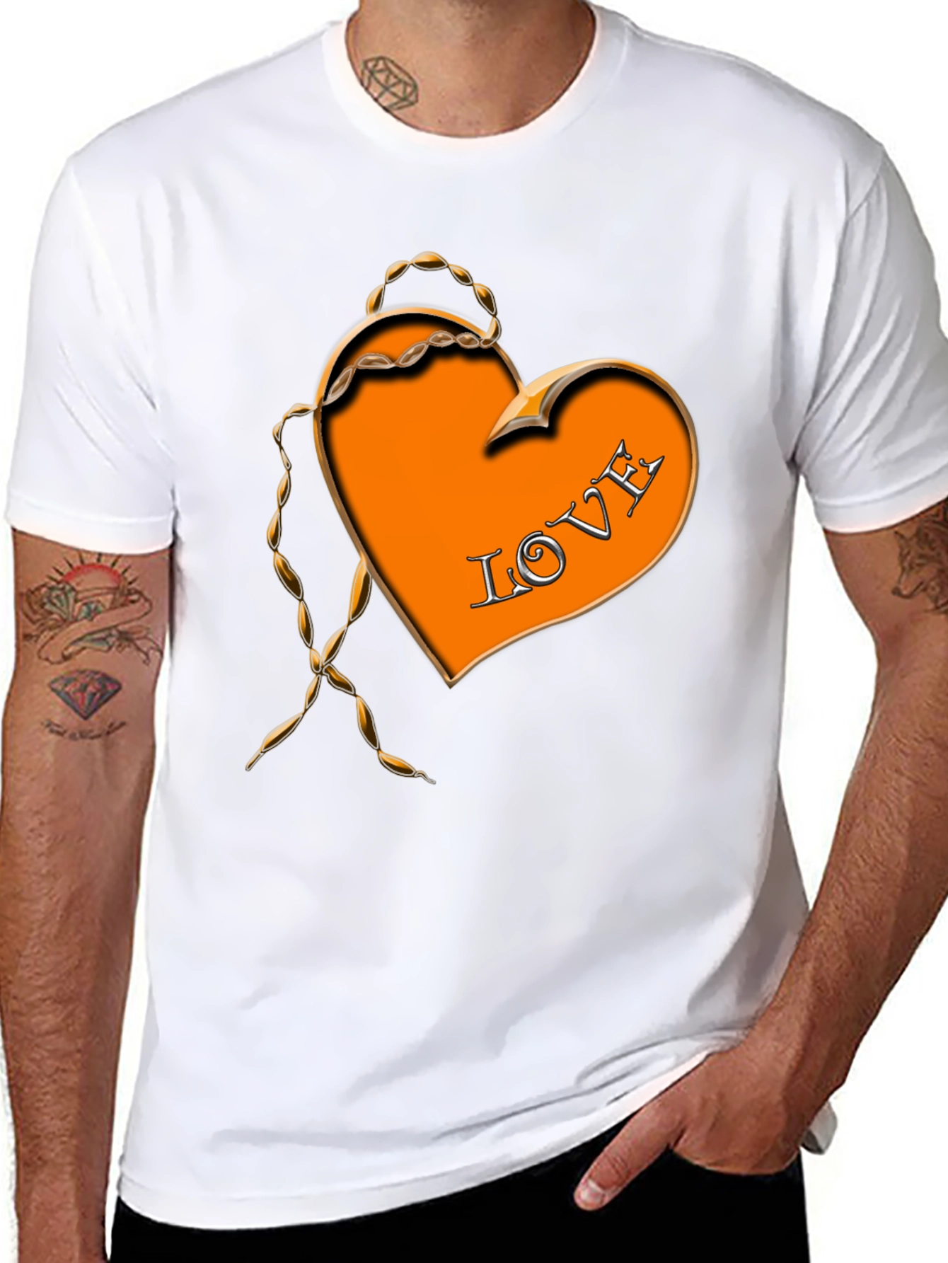 Black Love Heart Graphic Black T-Shirt view 8