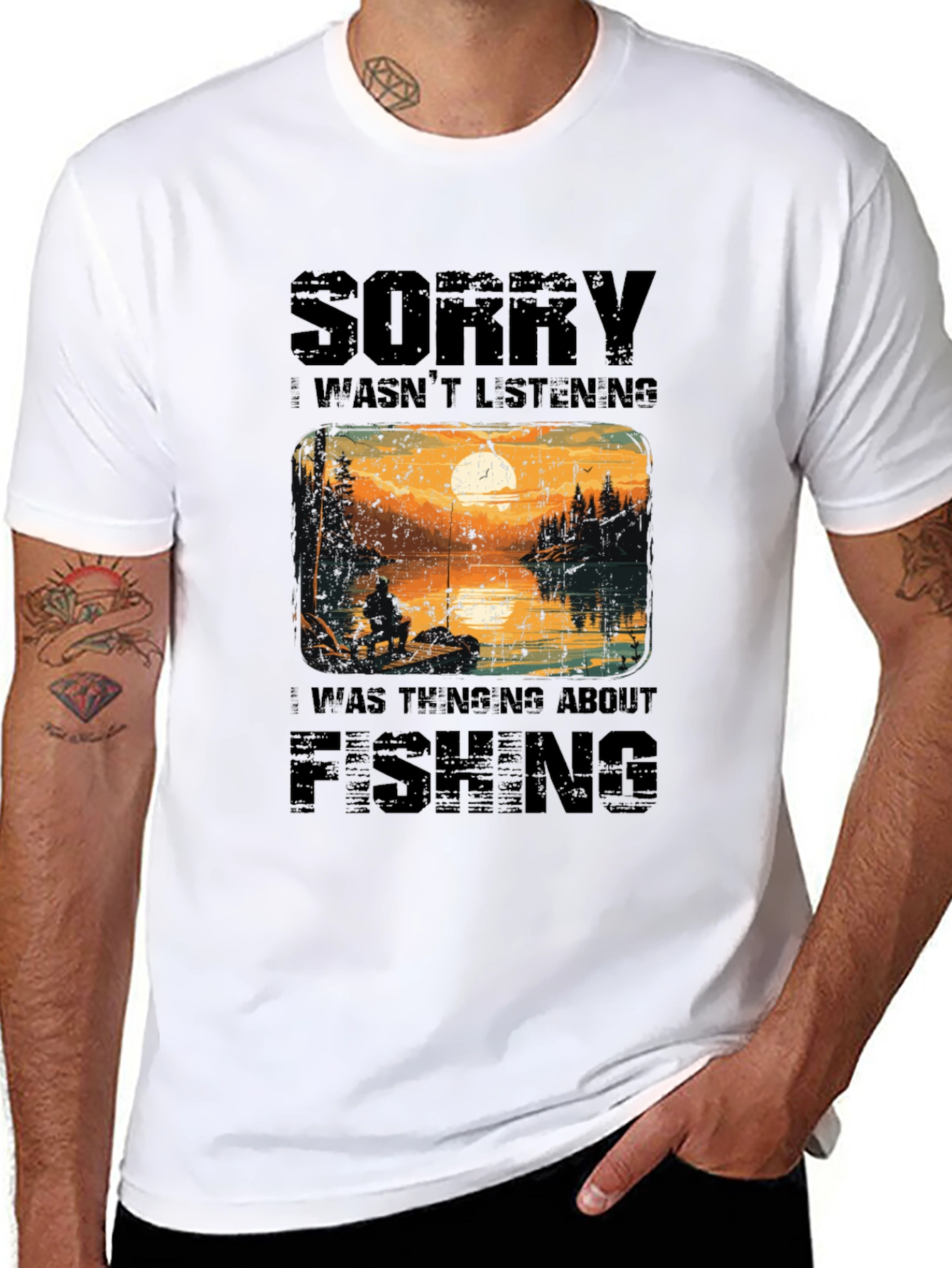 Black Fishing Graphic Tee: Sorry Wasn't Listening view 8